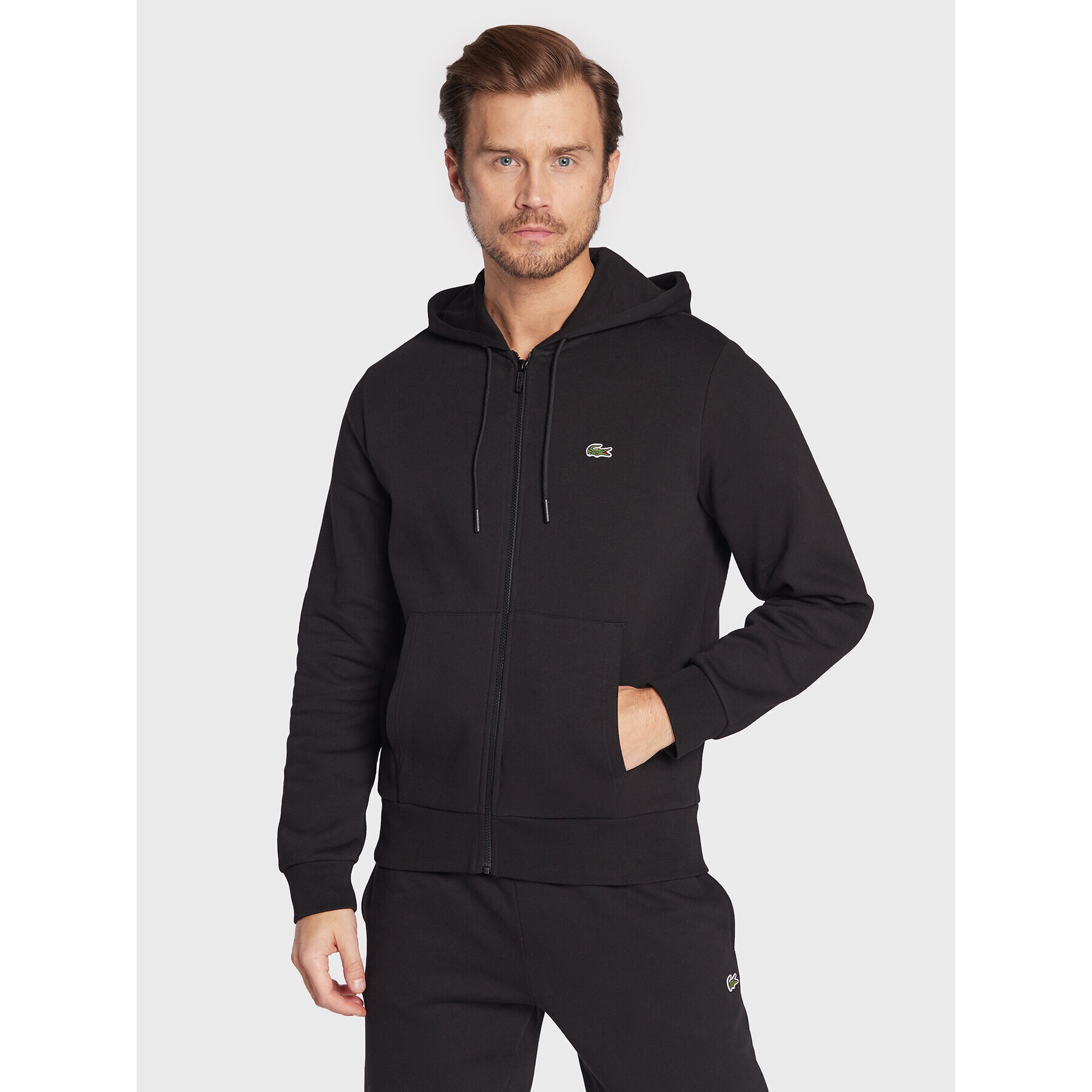 Lacoste Bluză SH9626 Negru Classic Fit - Pled.ro