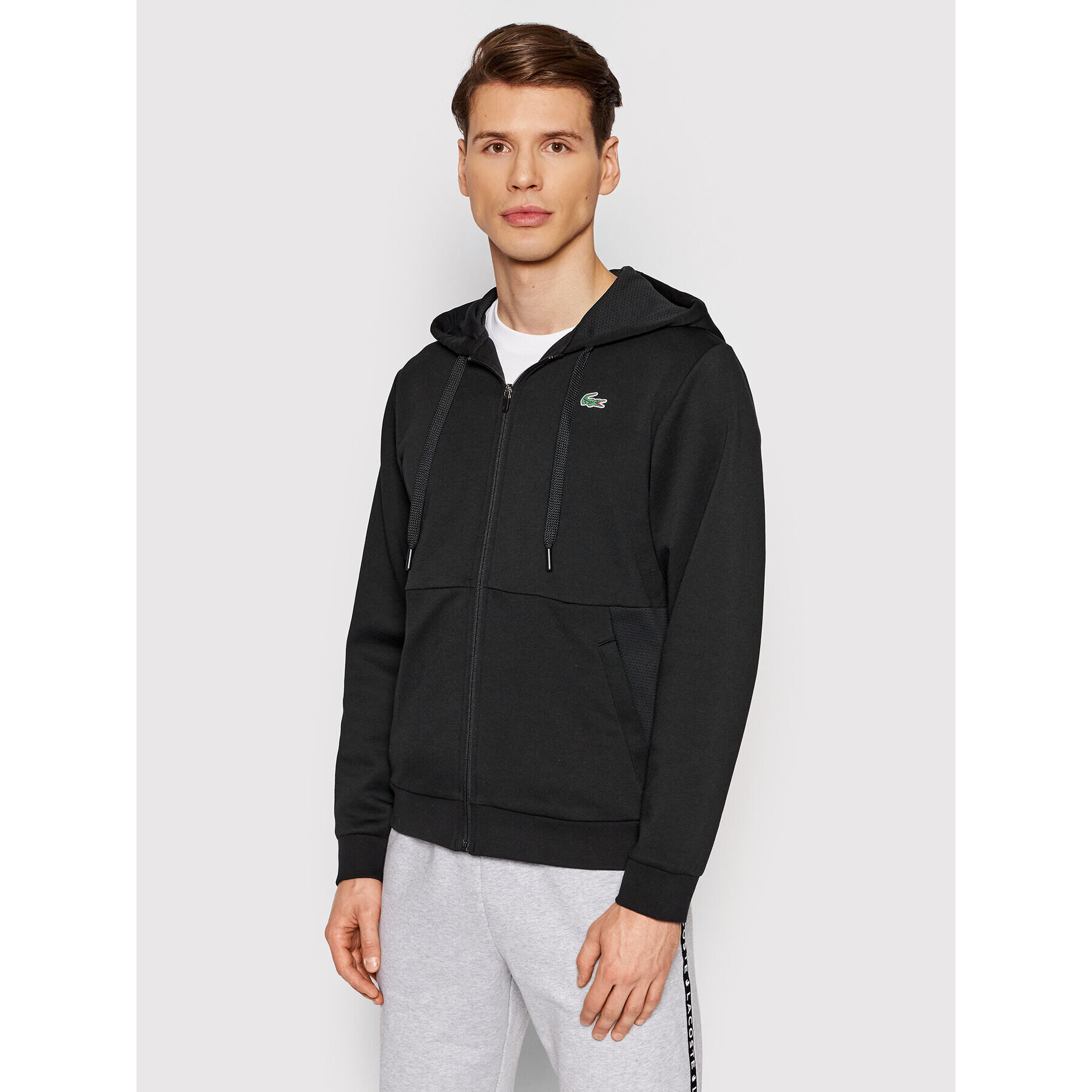 Lacoste Bluză SH9676 Negru Regular Fit - Pled.ro