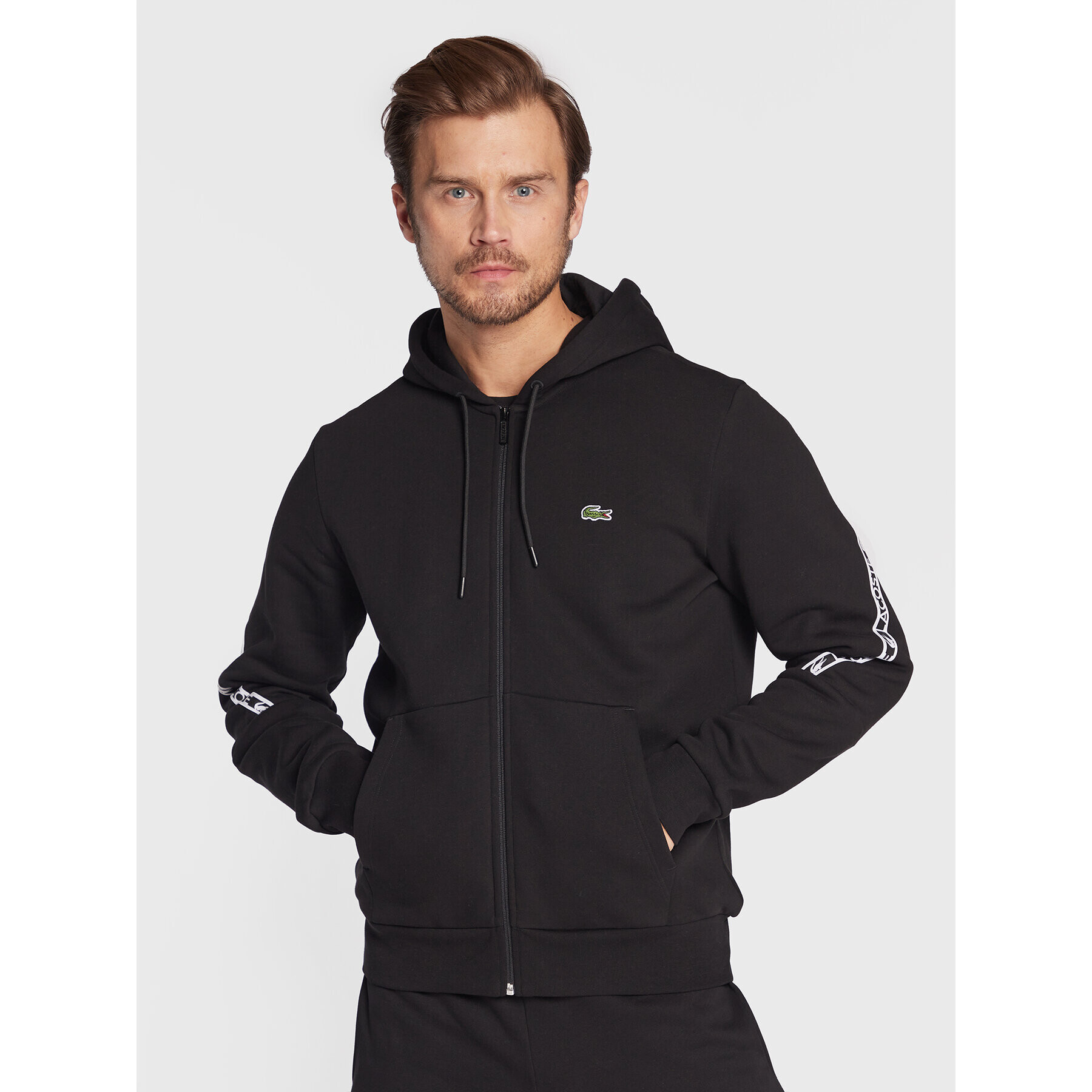 Lacoste Bluză SH9885 Negru Classic Fit - Pled.ro