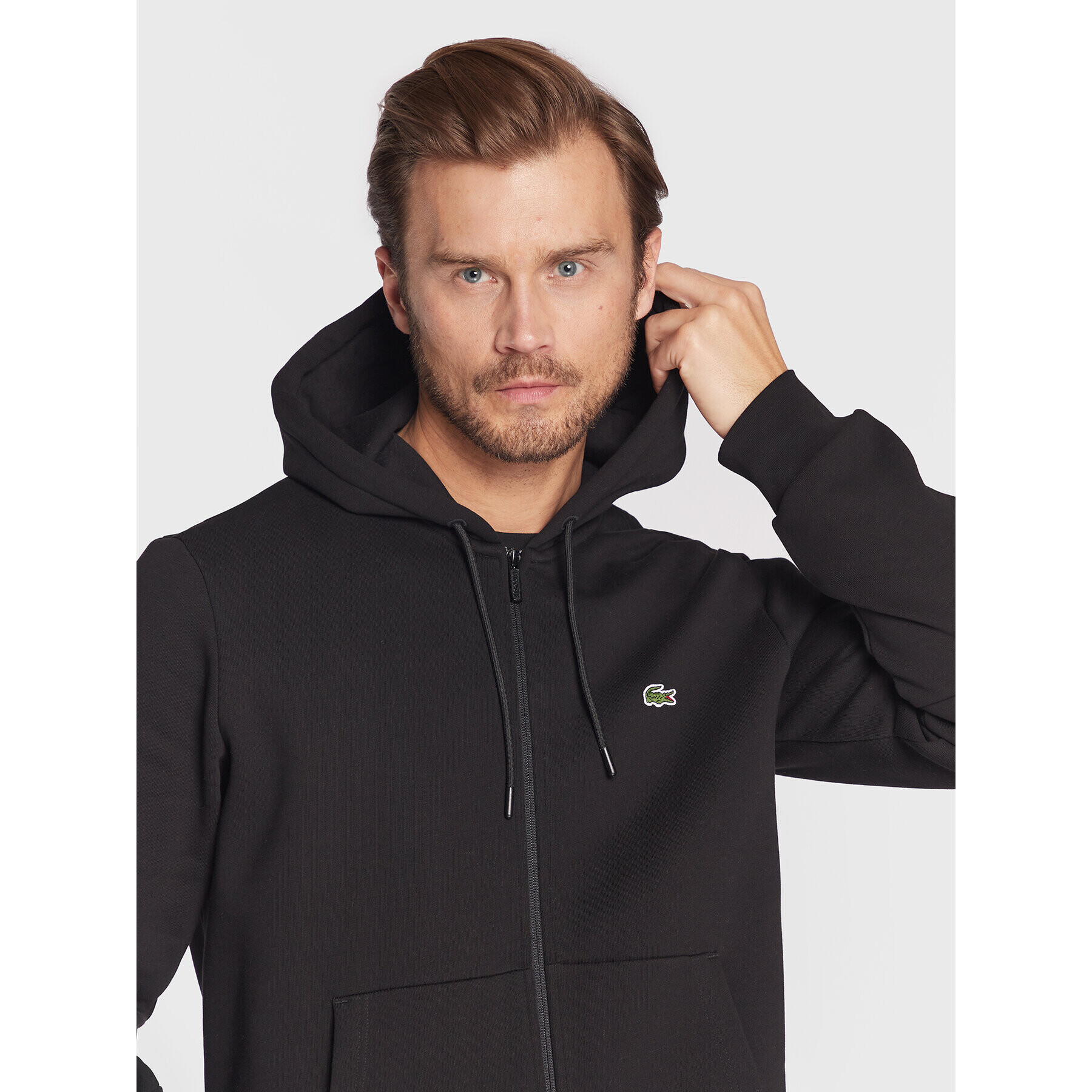 Lacoste Bluză SH9885 Negru Classic Fit - Pled.ro