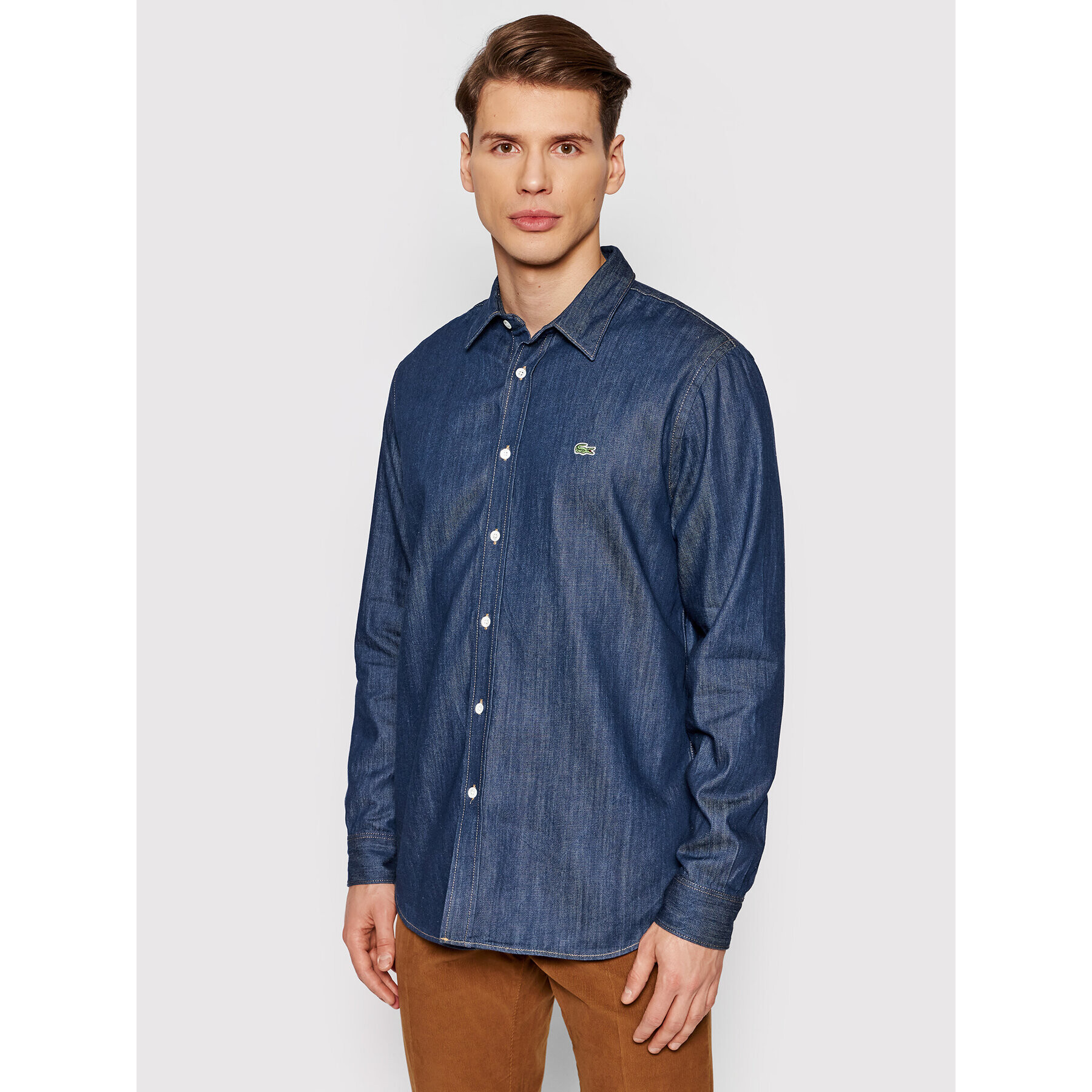 Lacoste cămașă de blugi CH7637 Bleumarin Regular Fit - Pled.ro