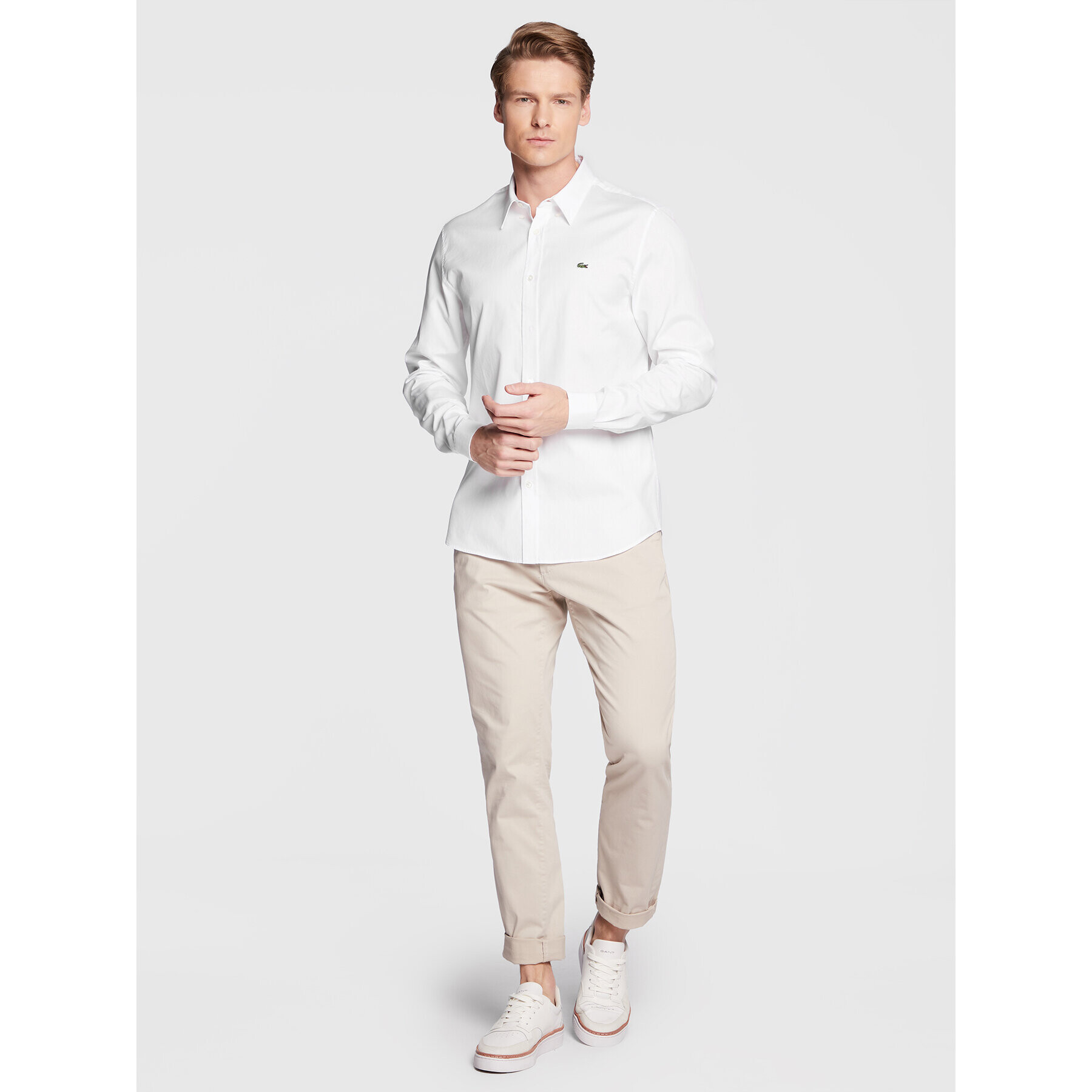 Lacoste Cămașă CH1843 Alb Slim Fit - Pled.ro