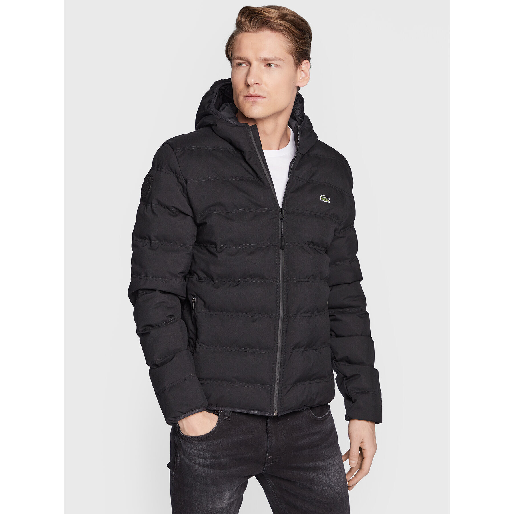 Lacoste Geacă din puf BH2277 Negru Regular Fit - Pled.ro