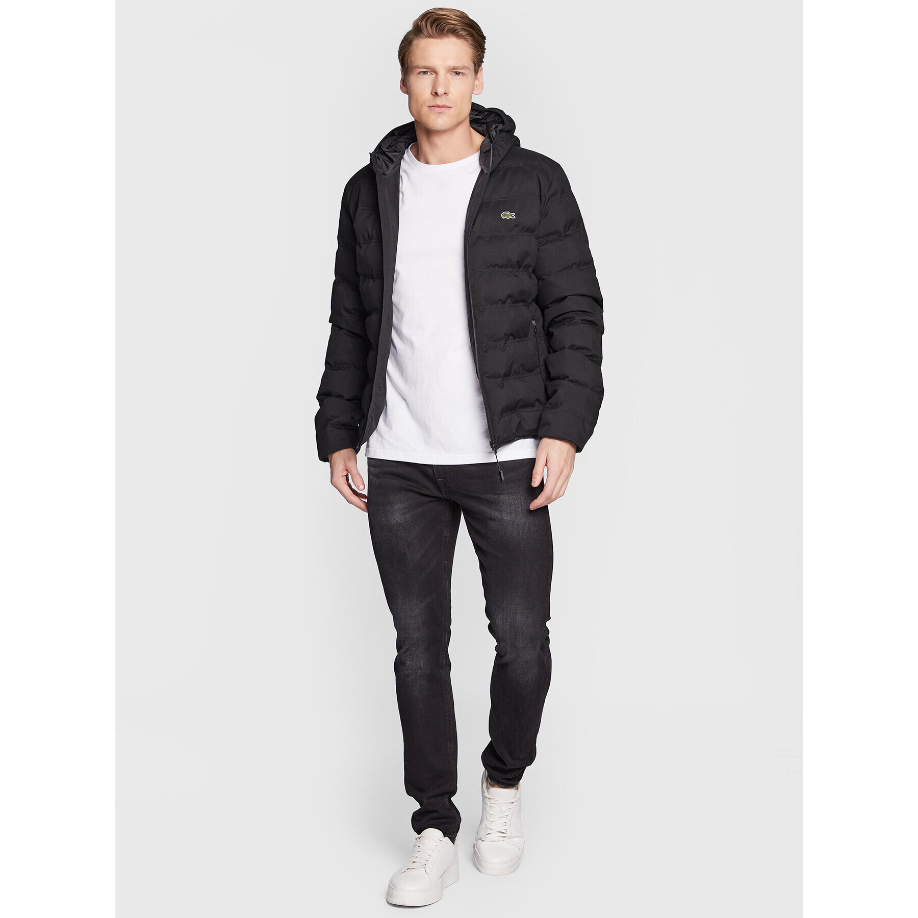 Lacoste Geacă din puf BH2277 Negru Regular Fit - Pled.ro