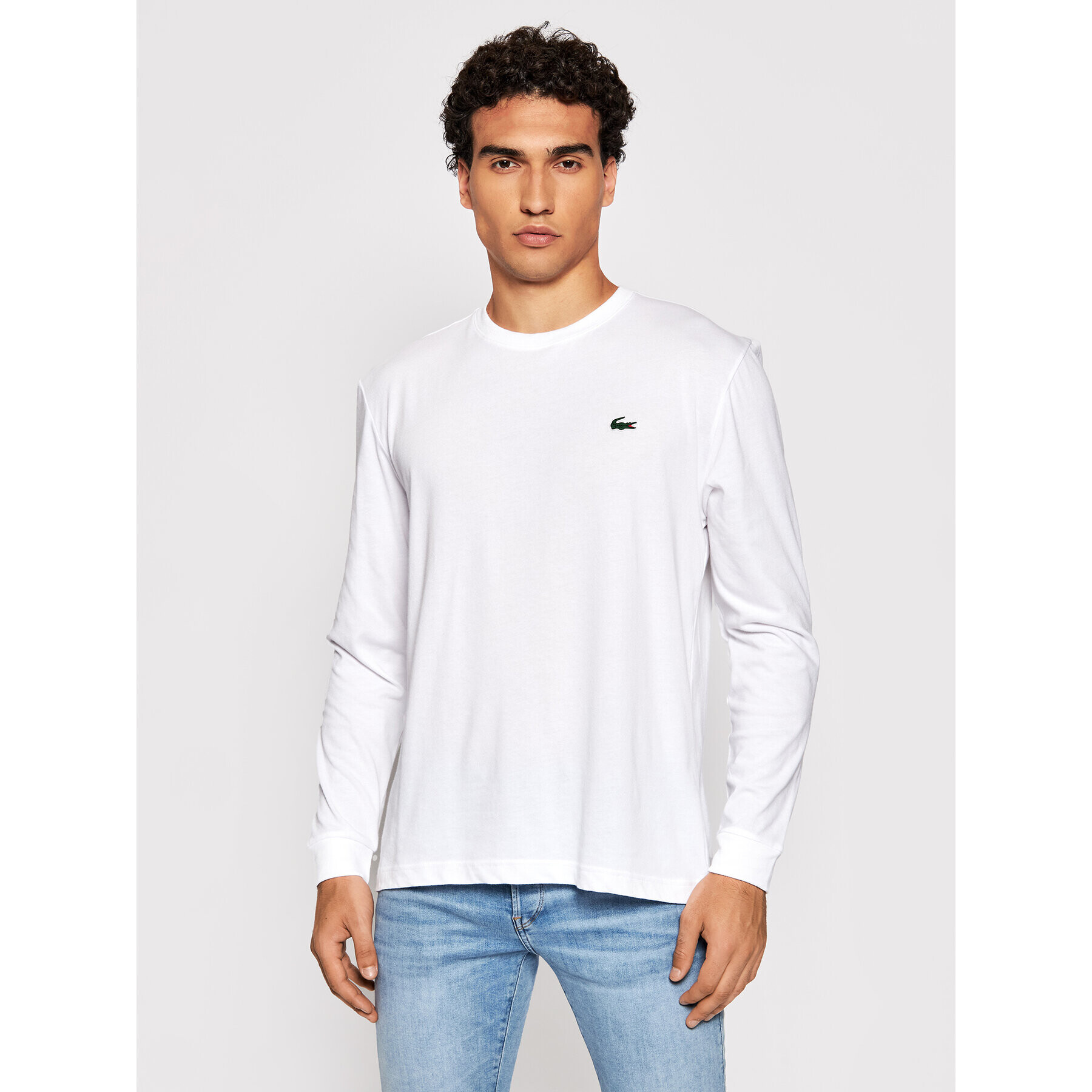 Lacoste Longsleeve TH0123 Alb Classic Fit - Pled.ro