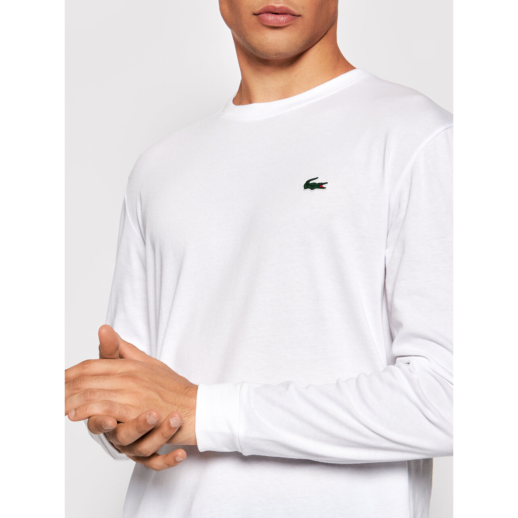 Lacoste Longsleeve TH0123 Alb Classic Fit - Pled.ro