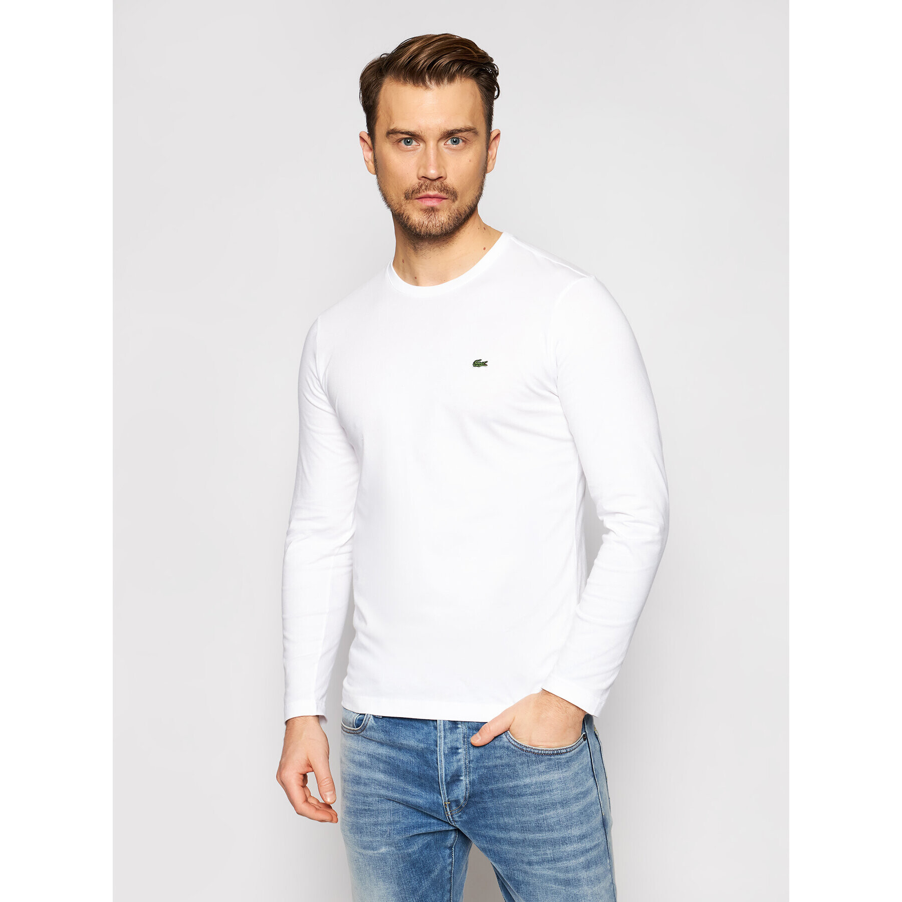 Lacoste Longsleeve TH2040 Alb Regular Fit - Pled.ro