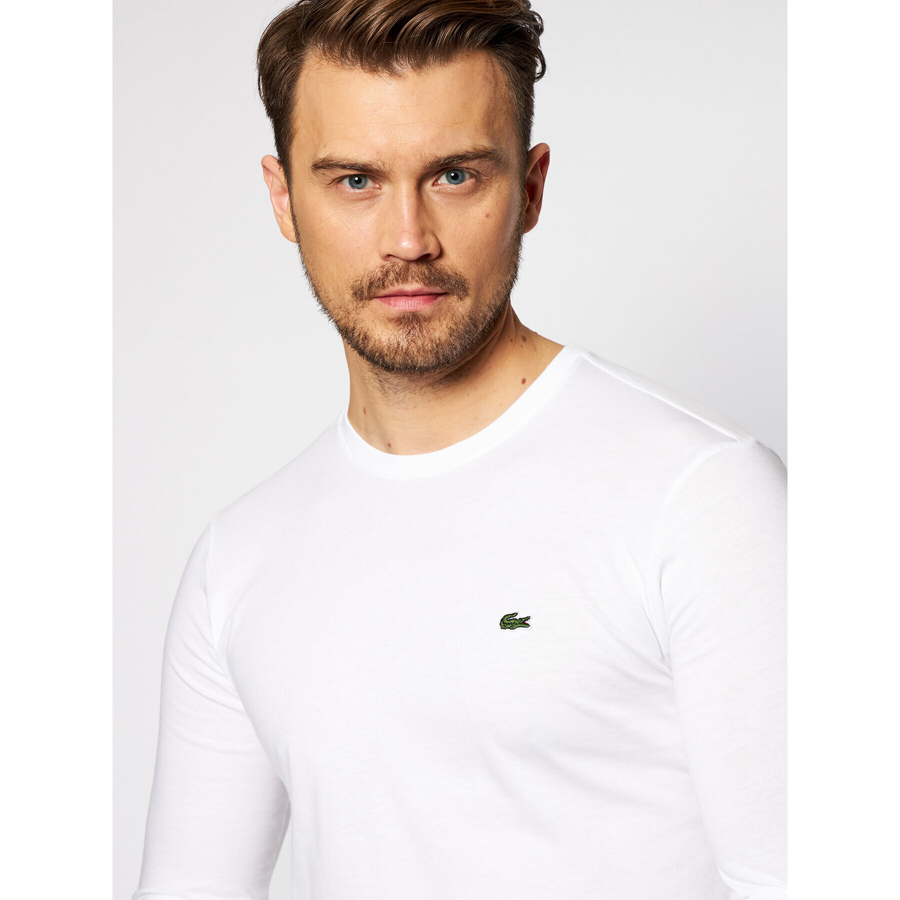 Lacoste Longsleeve TH2040 Alb Regular Fit - Pled.ro