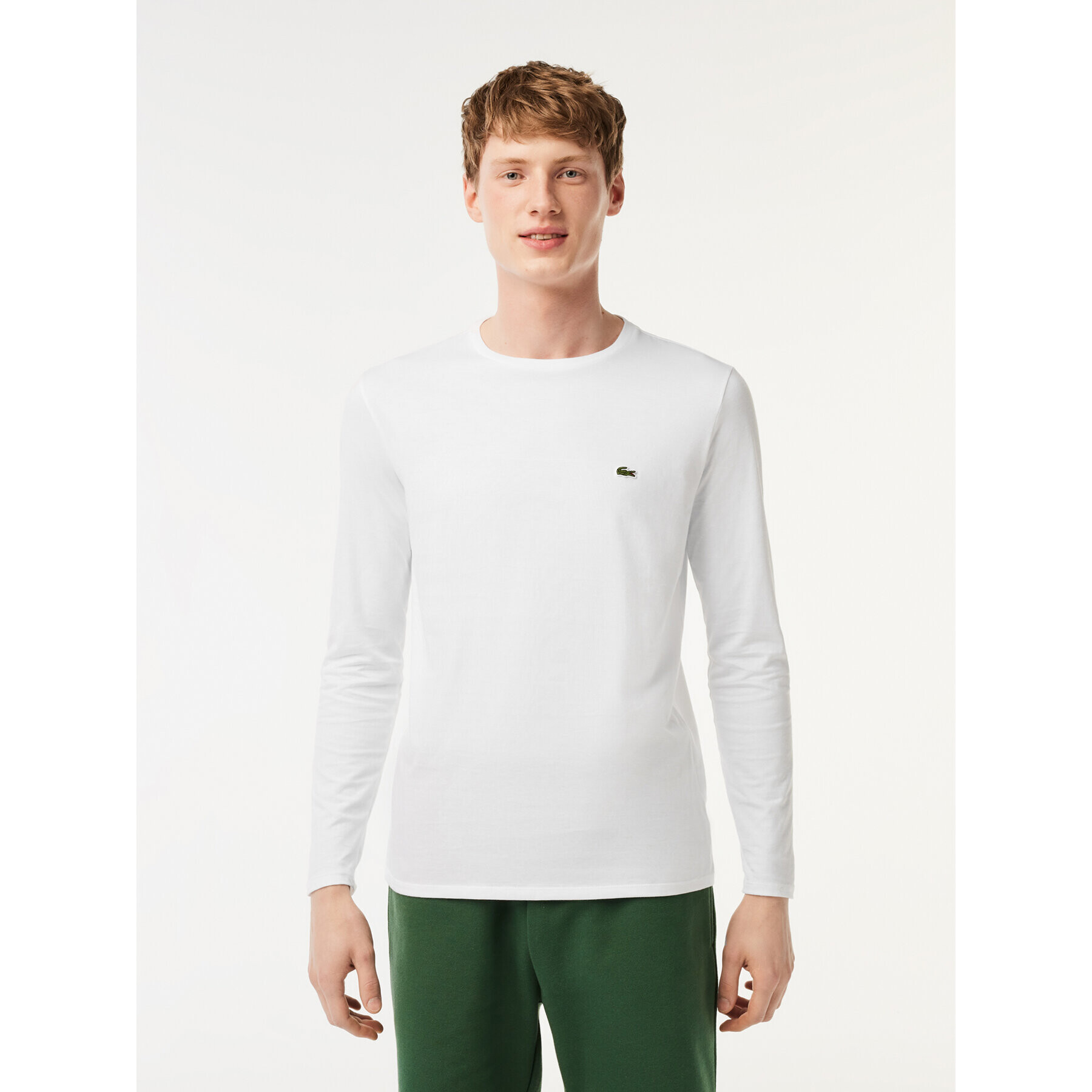 Lacoste Longsleeve TH6712 Alb Regular Fit - Pled.ro