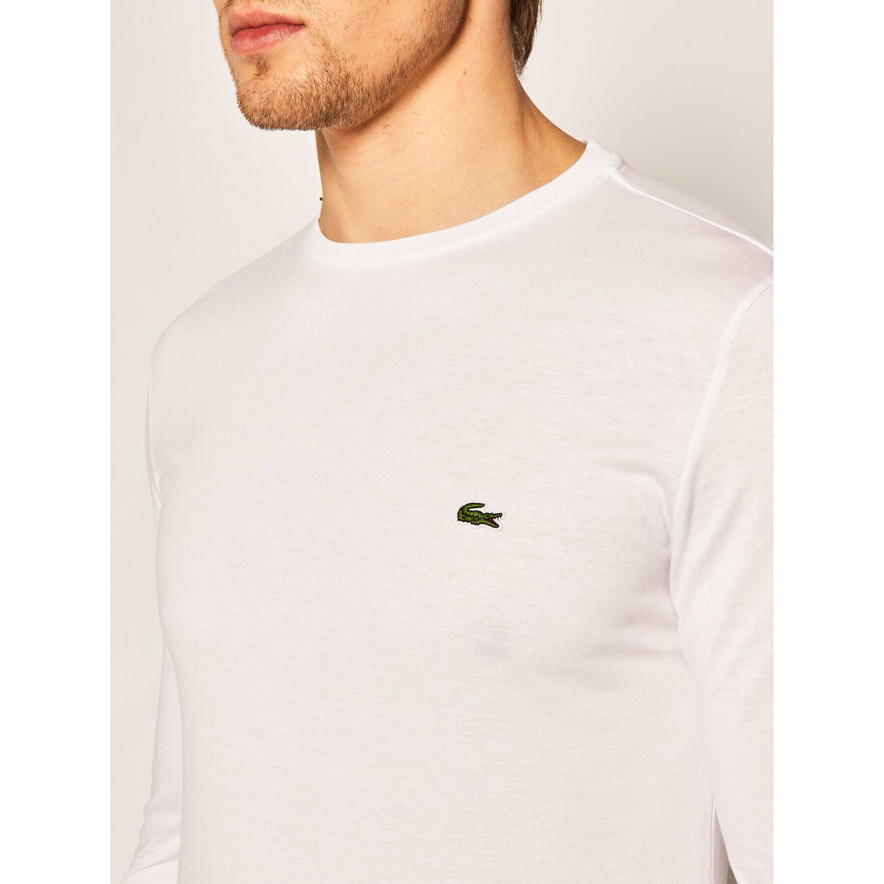 Lacoste Longsleeve TH6712 Alb Regular Fit - Pled.ro