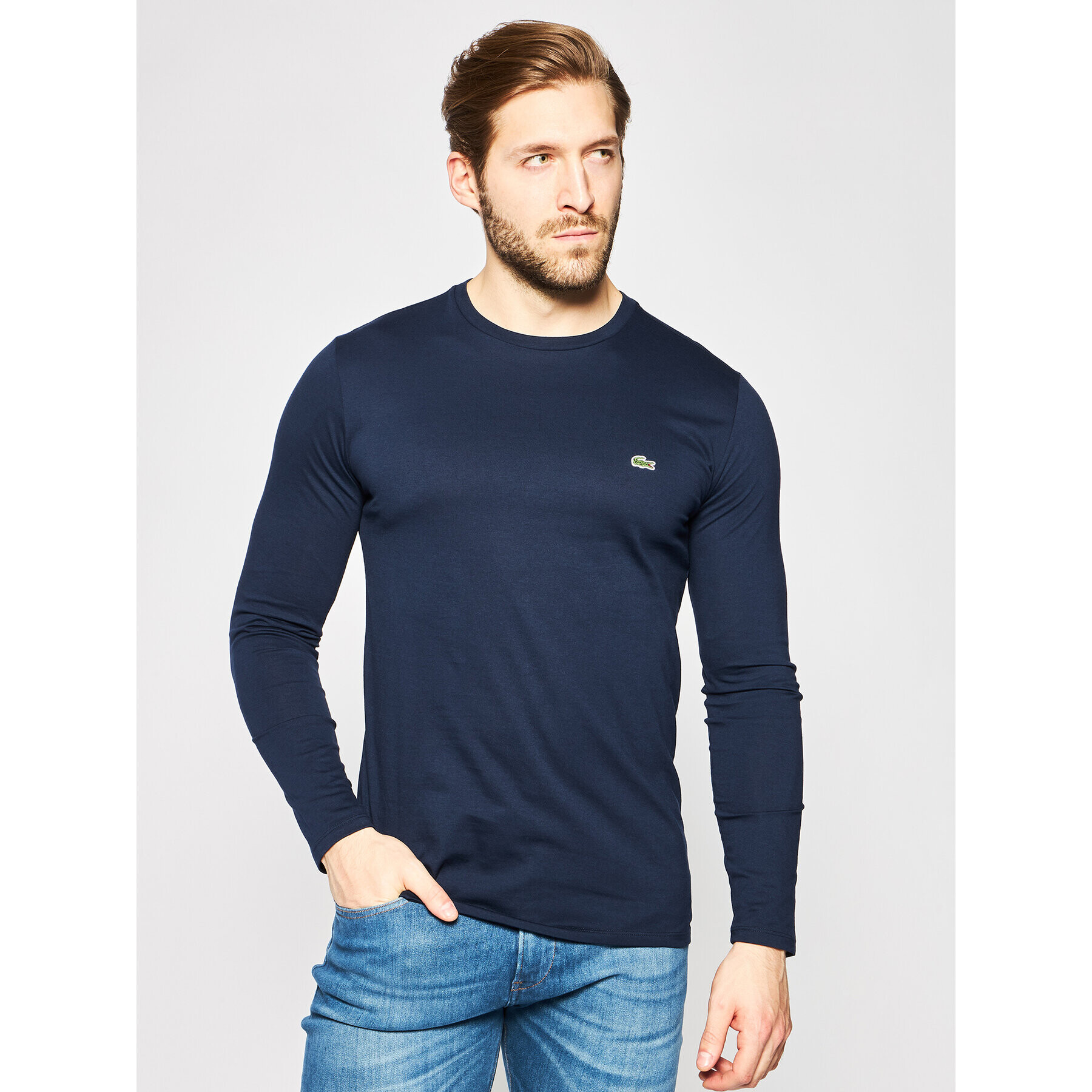 Lacoste Longsleeve TH6712 Bleumarin Regular Fit - Pled.ro