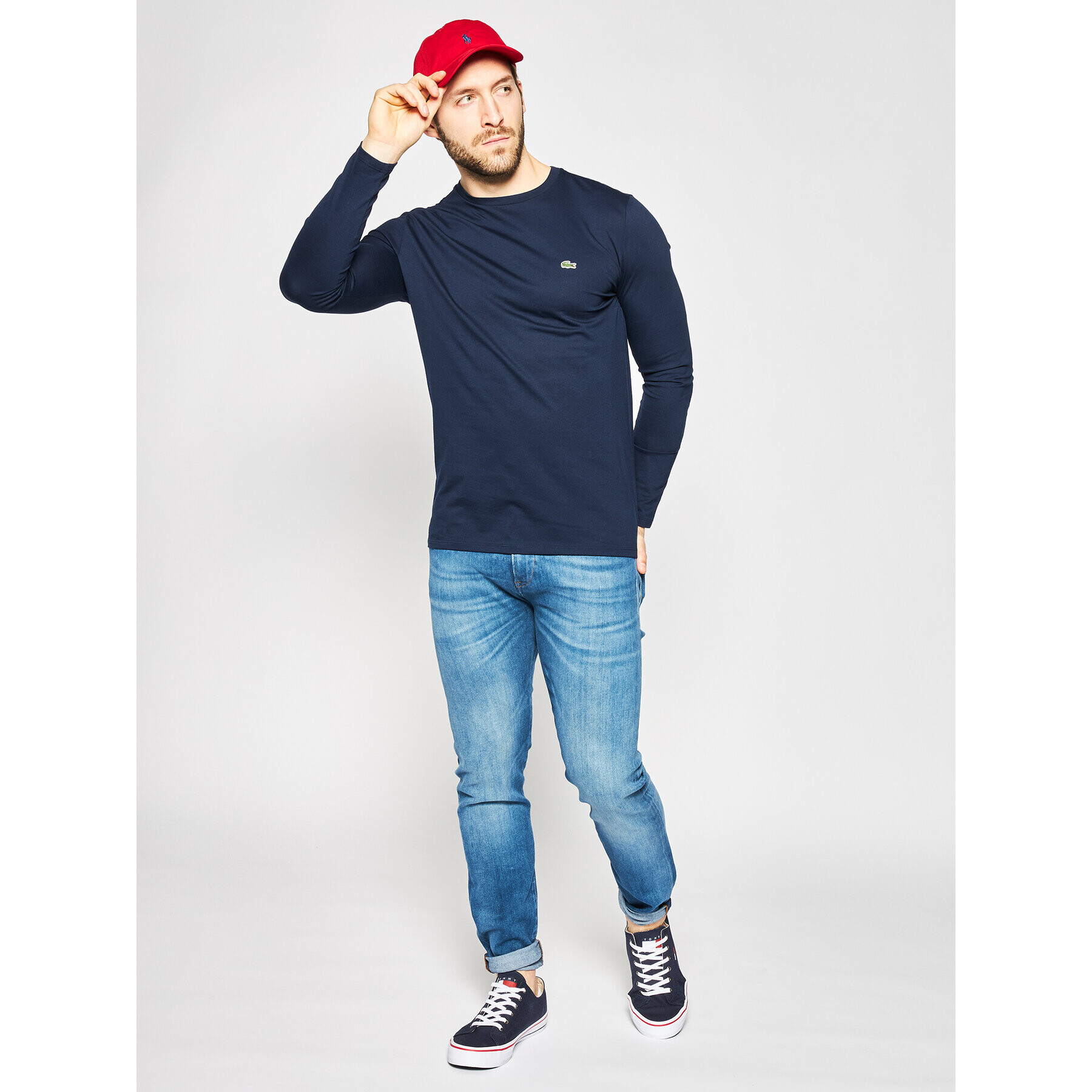 Lacoste Longsleeve TH6712 Bleumarin Regular Fit - Pled.ro