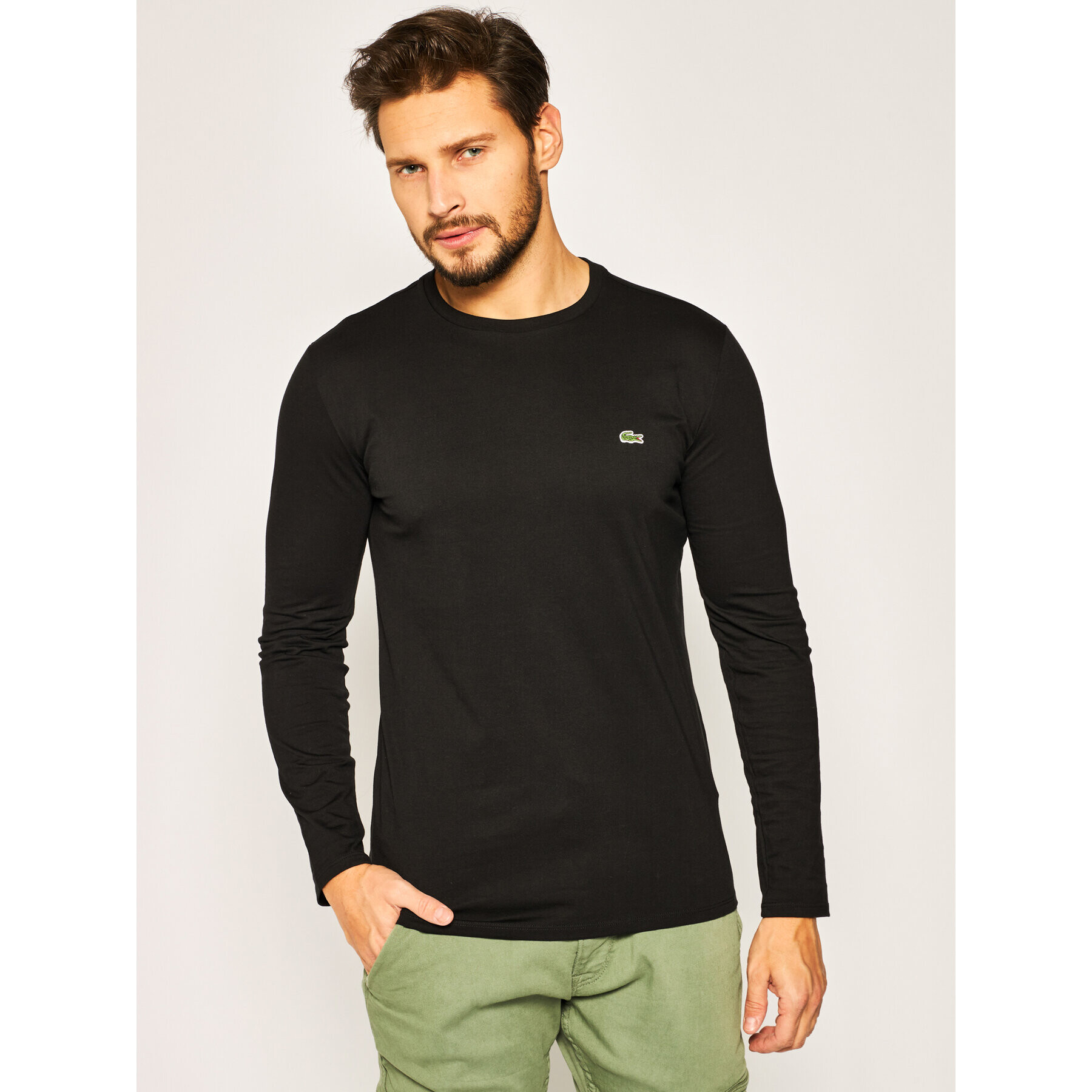 Lacoste Longsleeve TH6712 Negru Regular Fit - Pled.ro