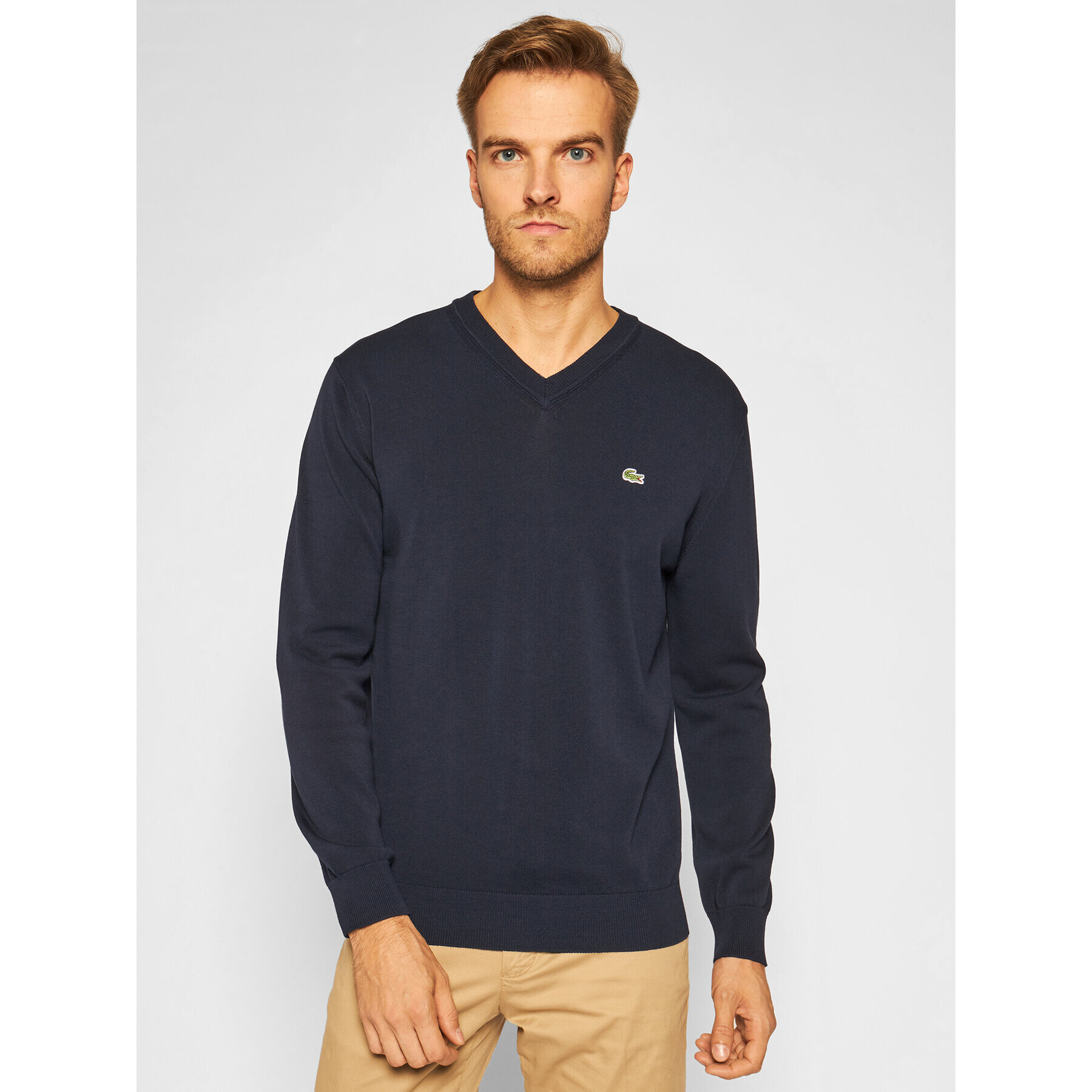 Lacoste Pulover AH2183 Bleumarin Classic Fit - Pled.ro