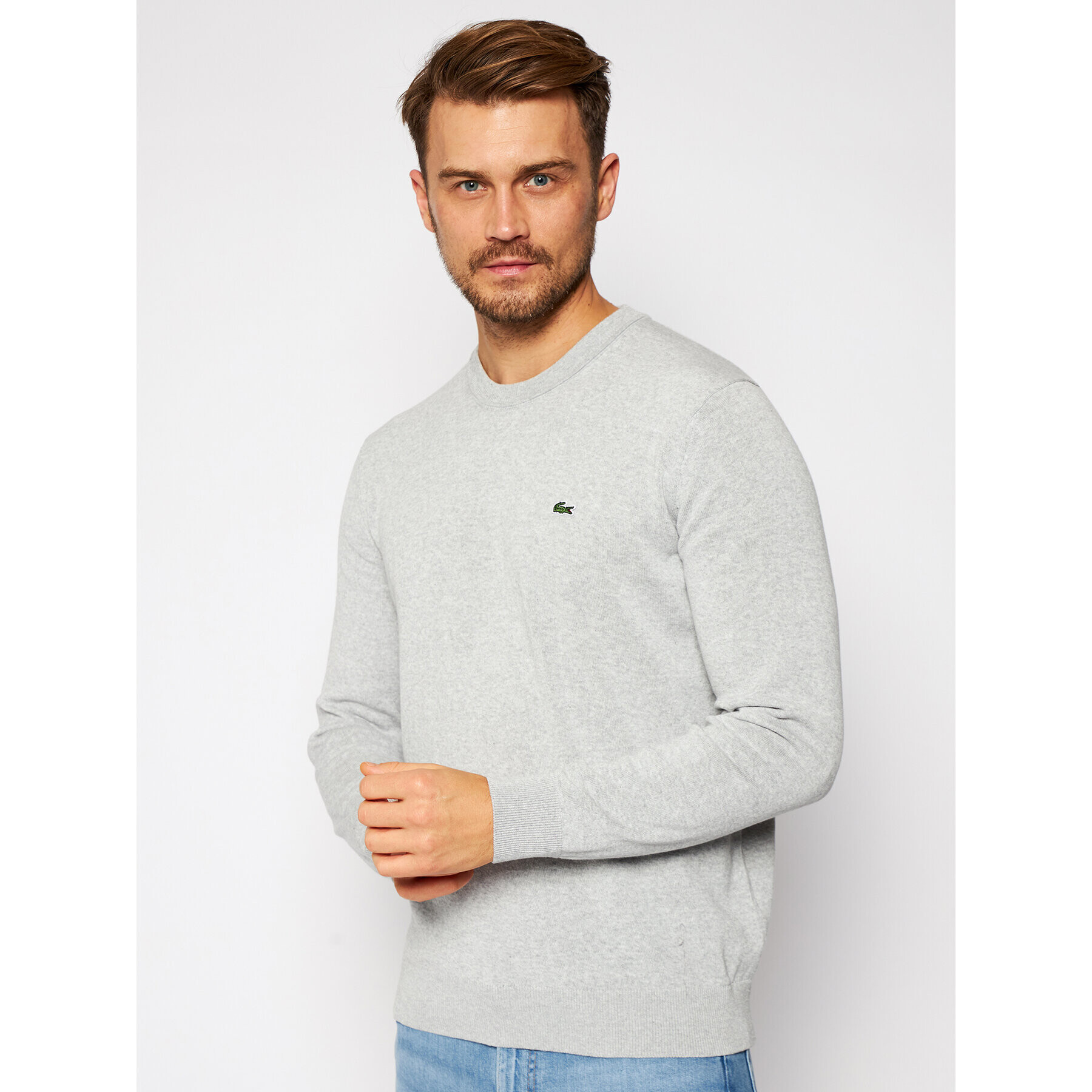 Lacoste Pulover AH2193 Gri Classic Fit - Pled.ro