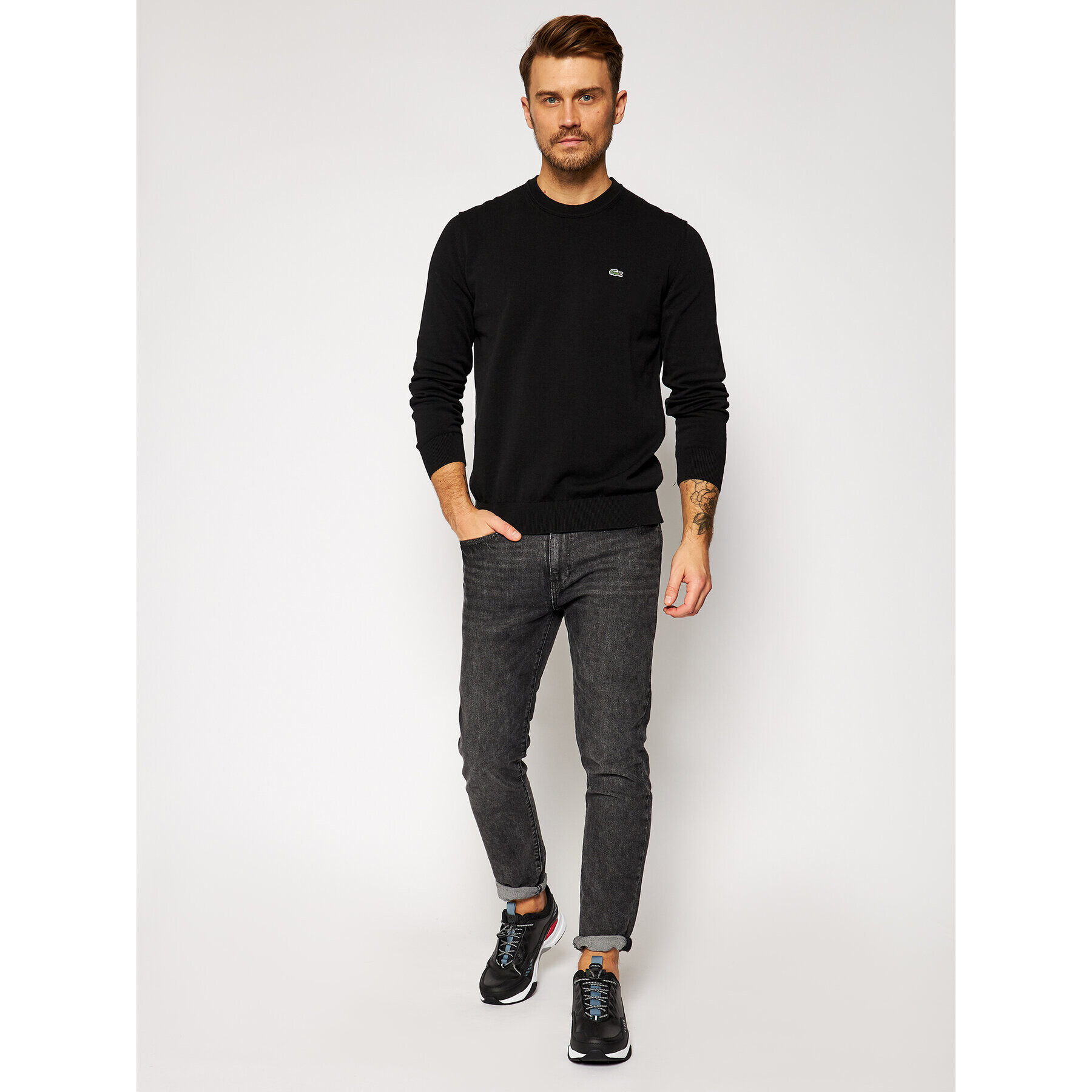 Lacoste Pulover AH2193 Negru Classic Fit - Pled.ro