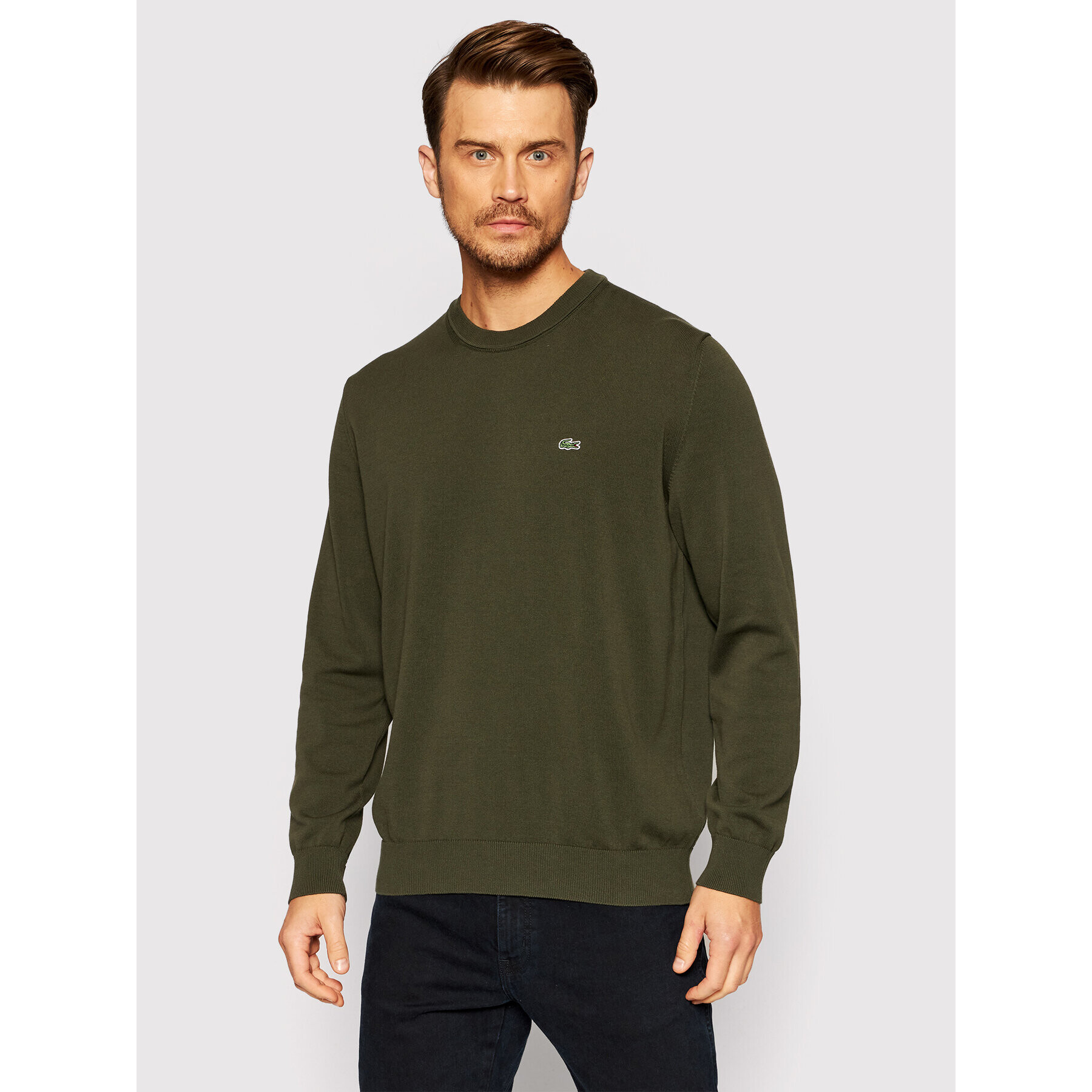 Lacoste Pulover AH2193 Verde Classic Fit - Pled.ro