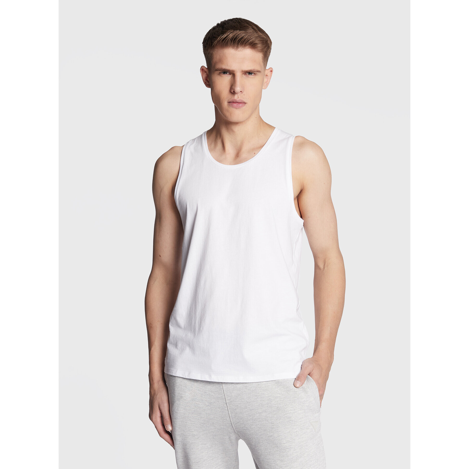 Lacoste Set 3 Tank top-uri TH3441 Alb Regular Fit - Pled.ro