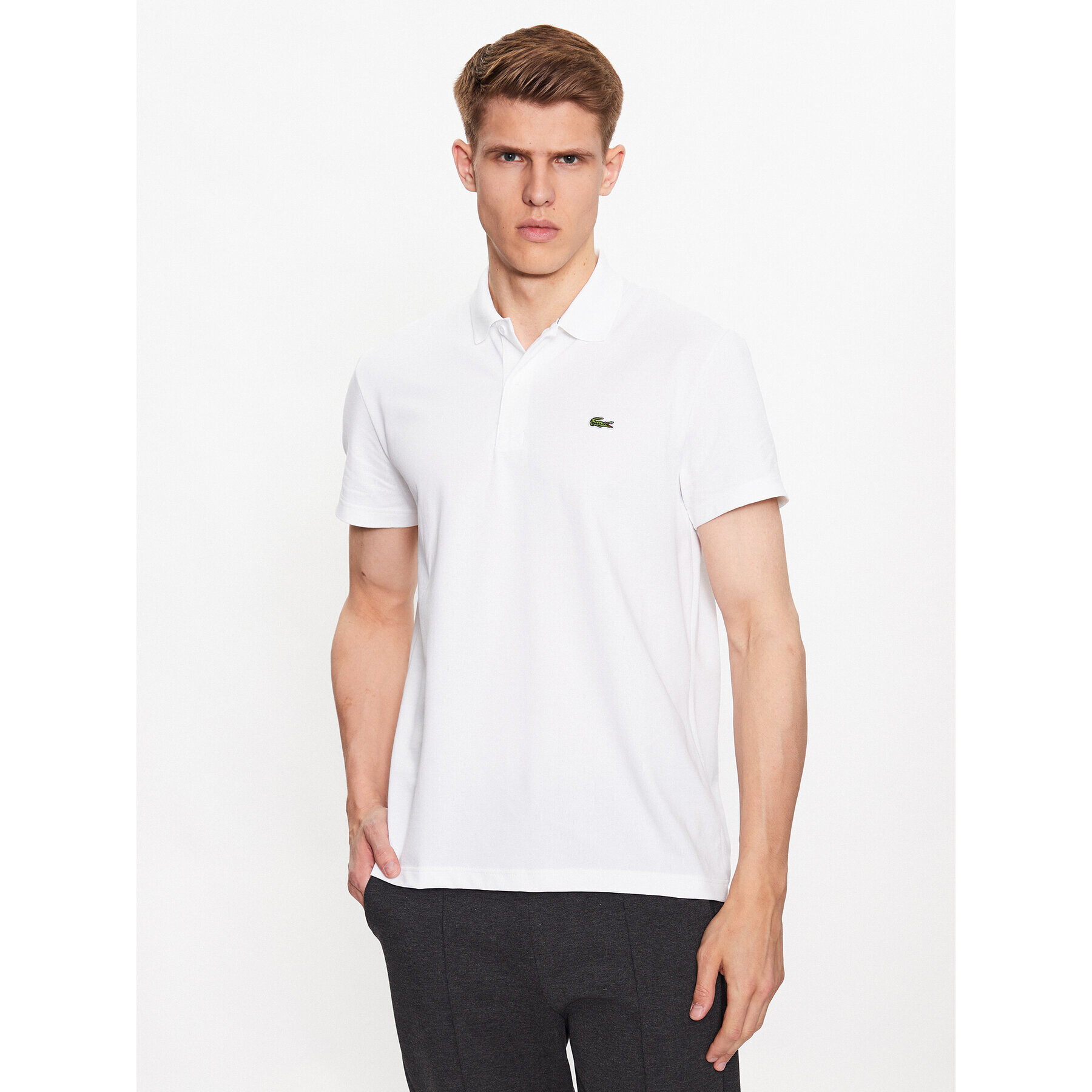 Lacoste Tricou polo DH0783 Alb Regular Fit - Pled.ro