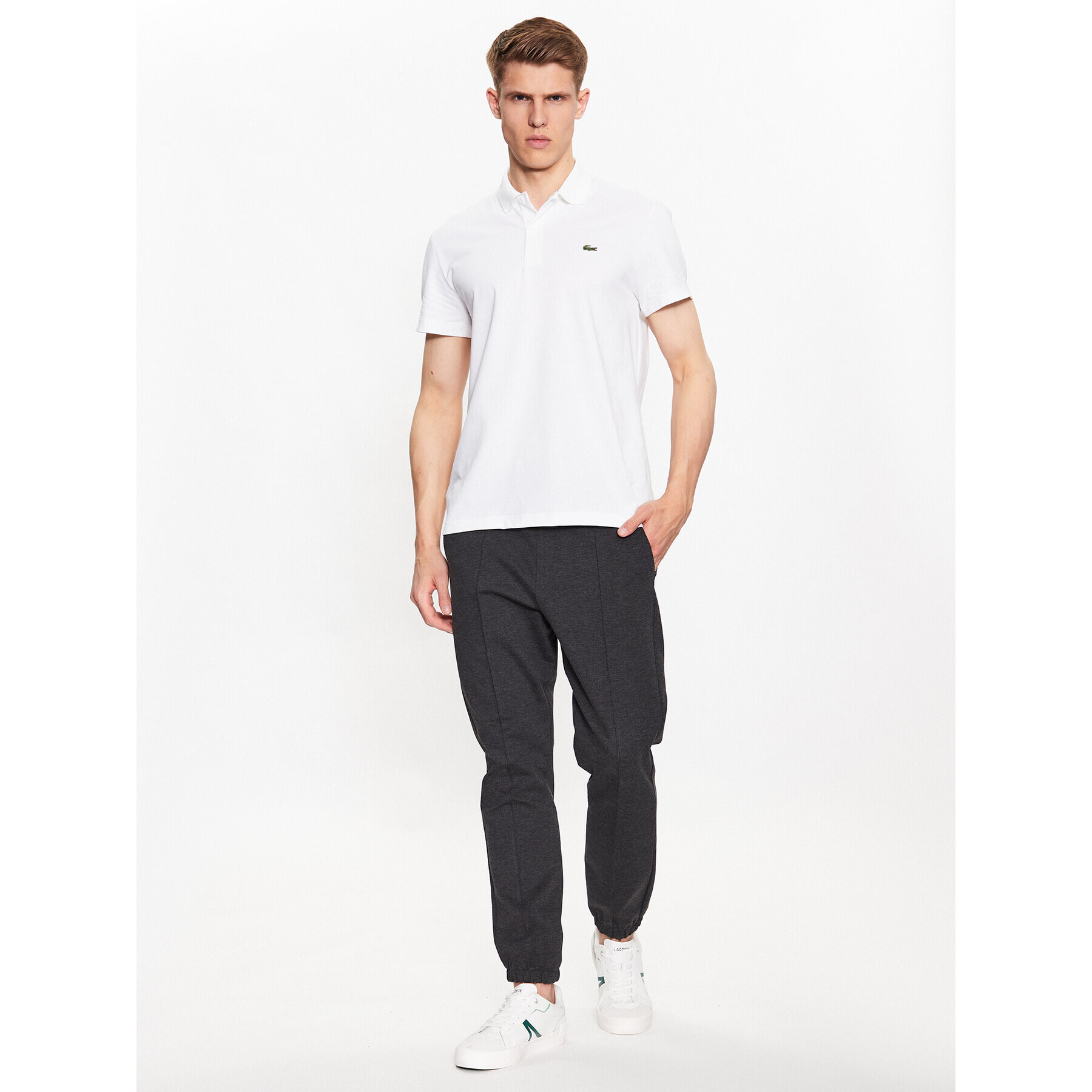 Lacoste Tricou polo DH0783 Alb Regular Fit - Pled.ro