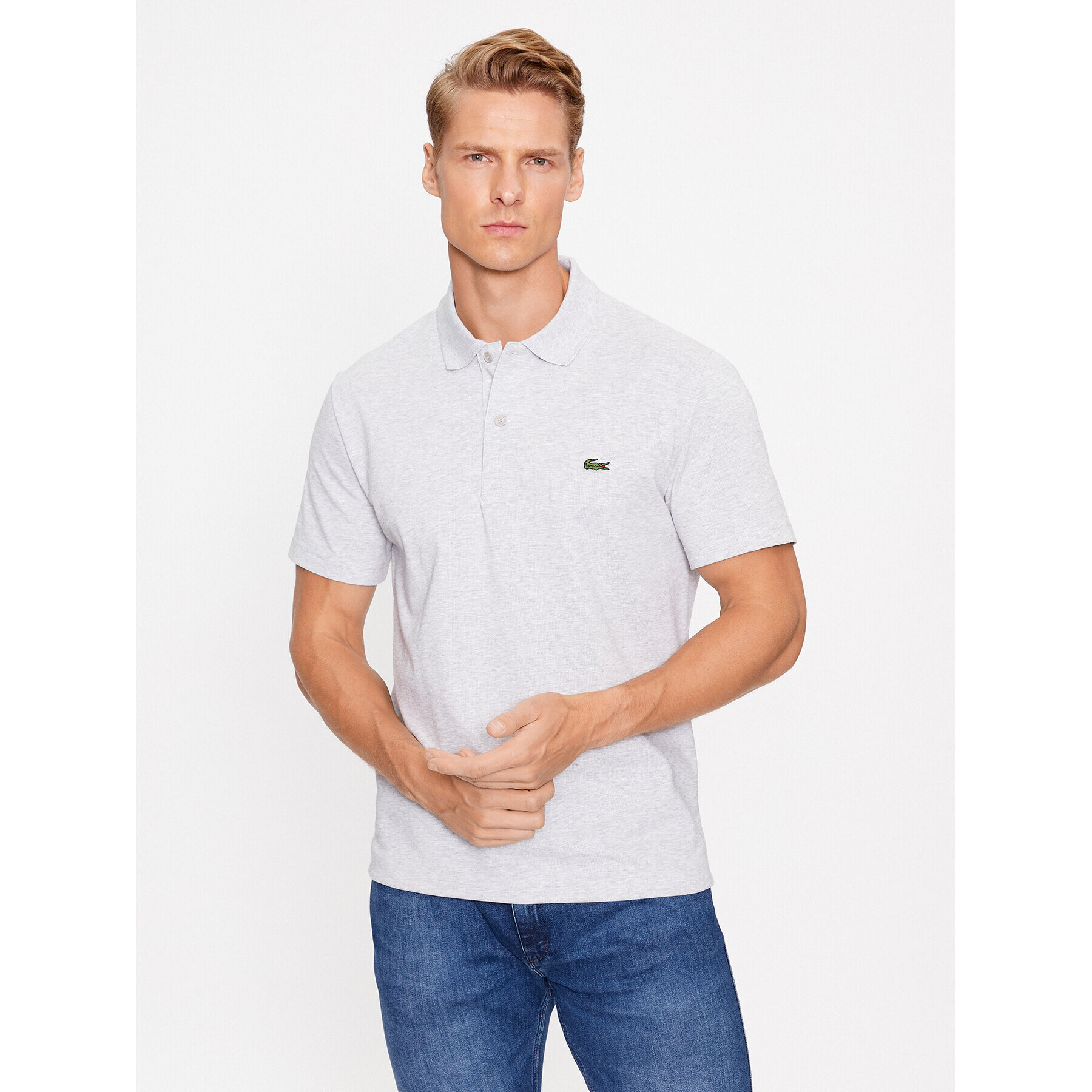 Lacoste Tricou polo DH0783 Gri Regular Fit - Pled.ro