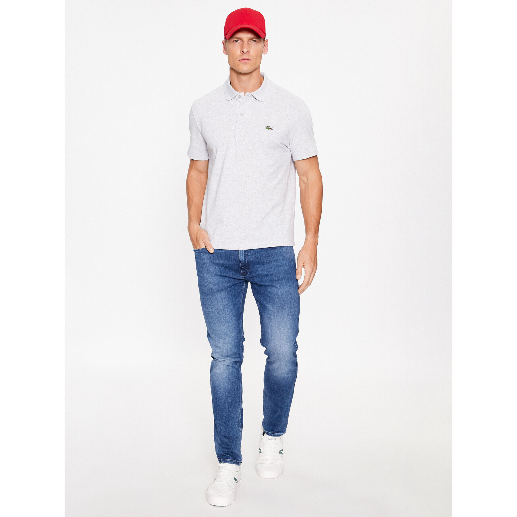 Lacoste Tricou polo DH0783 Gri Regular Fit - Pled.ro