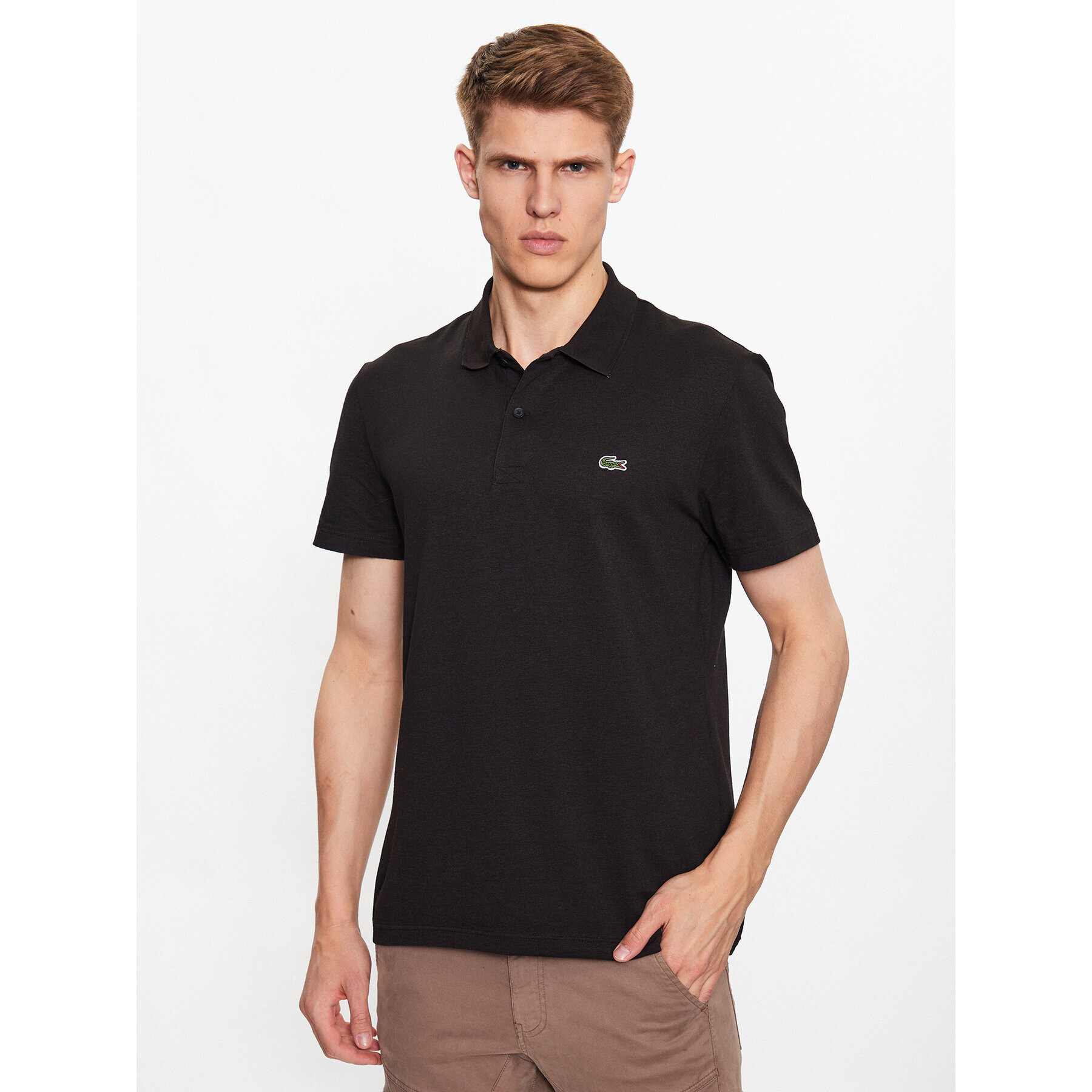 Lacoste Tricou polo DH0783 Negru Regular Fit - Pled.ro