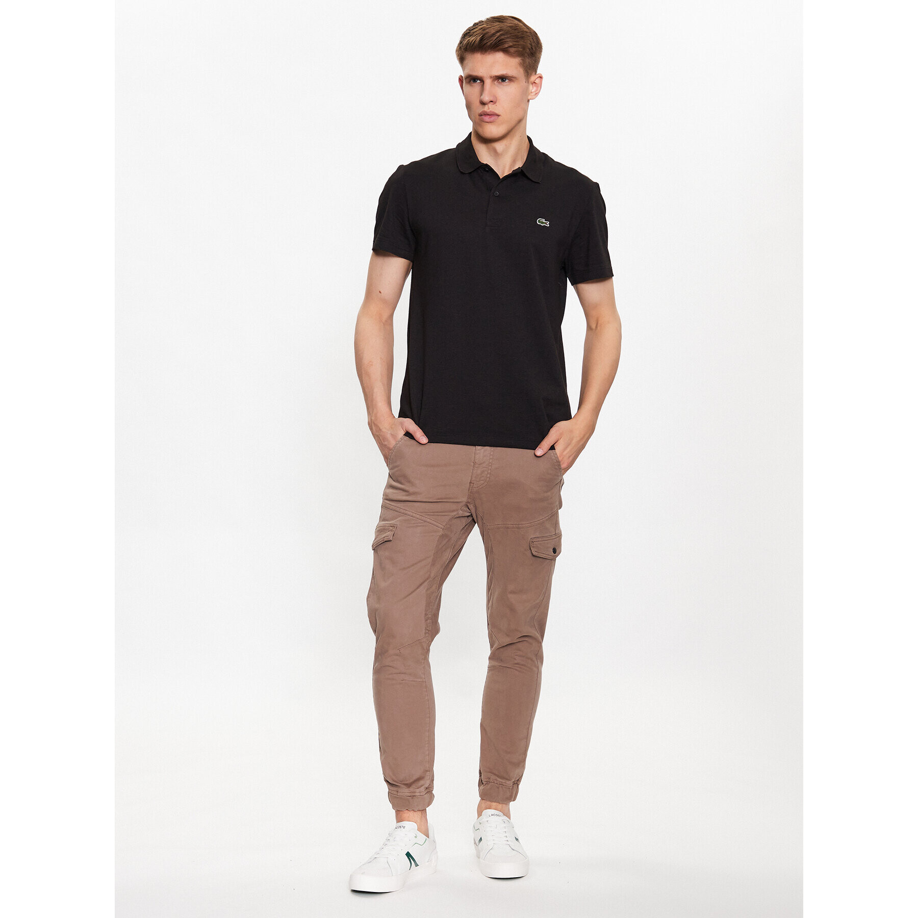 Lacoste Tricou polo DH0783 Negru Regular Fit - Pled.ro