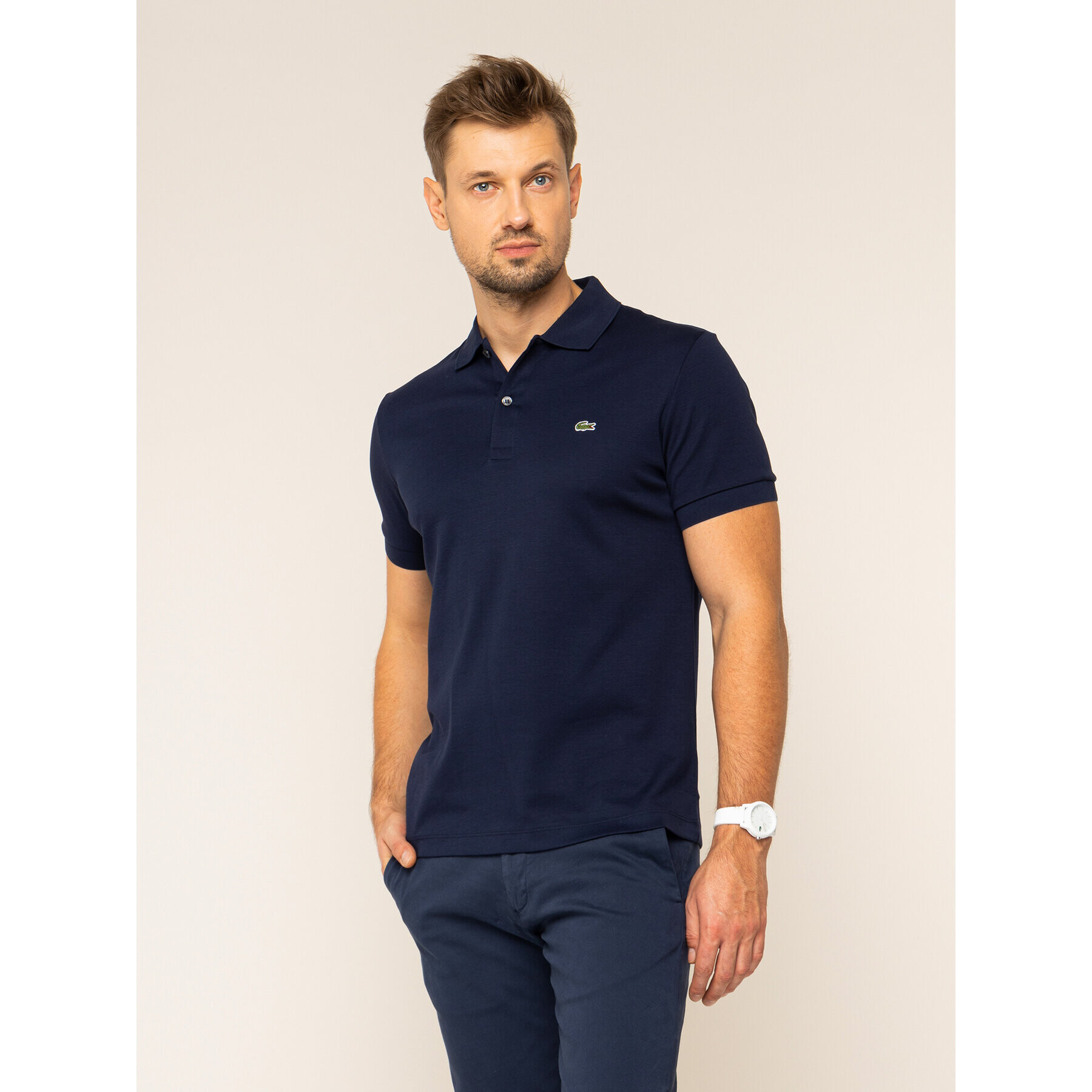 Lacoste Tricou polo DH2050 Bleumarin Regular Fit - Pled.ro