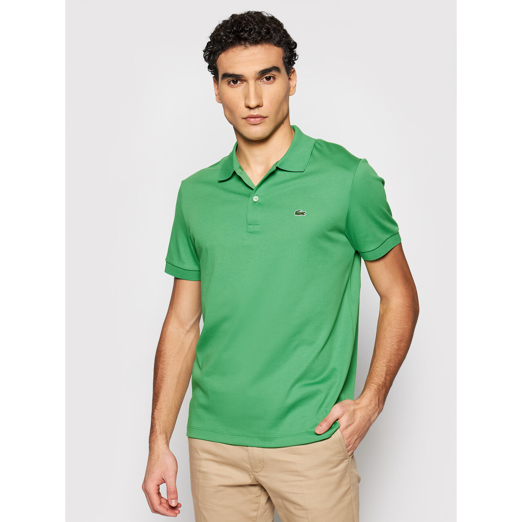 Lacoste Tricou polo DH2050 Verde Regular Fit - Pled.ro