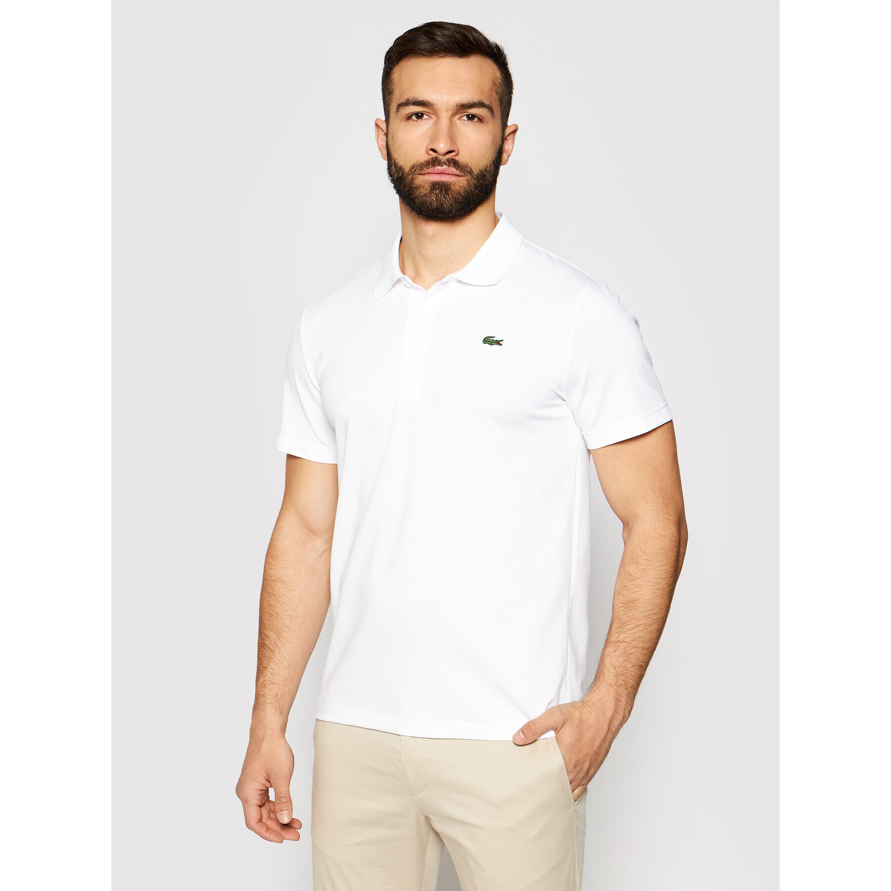 Lacoste Tricou polo DH2881 Alb Regular Fit - Pled.ro