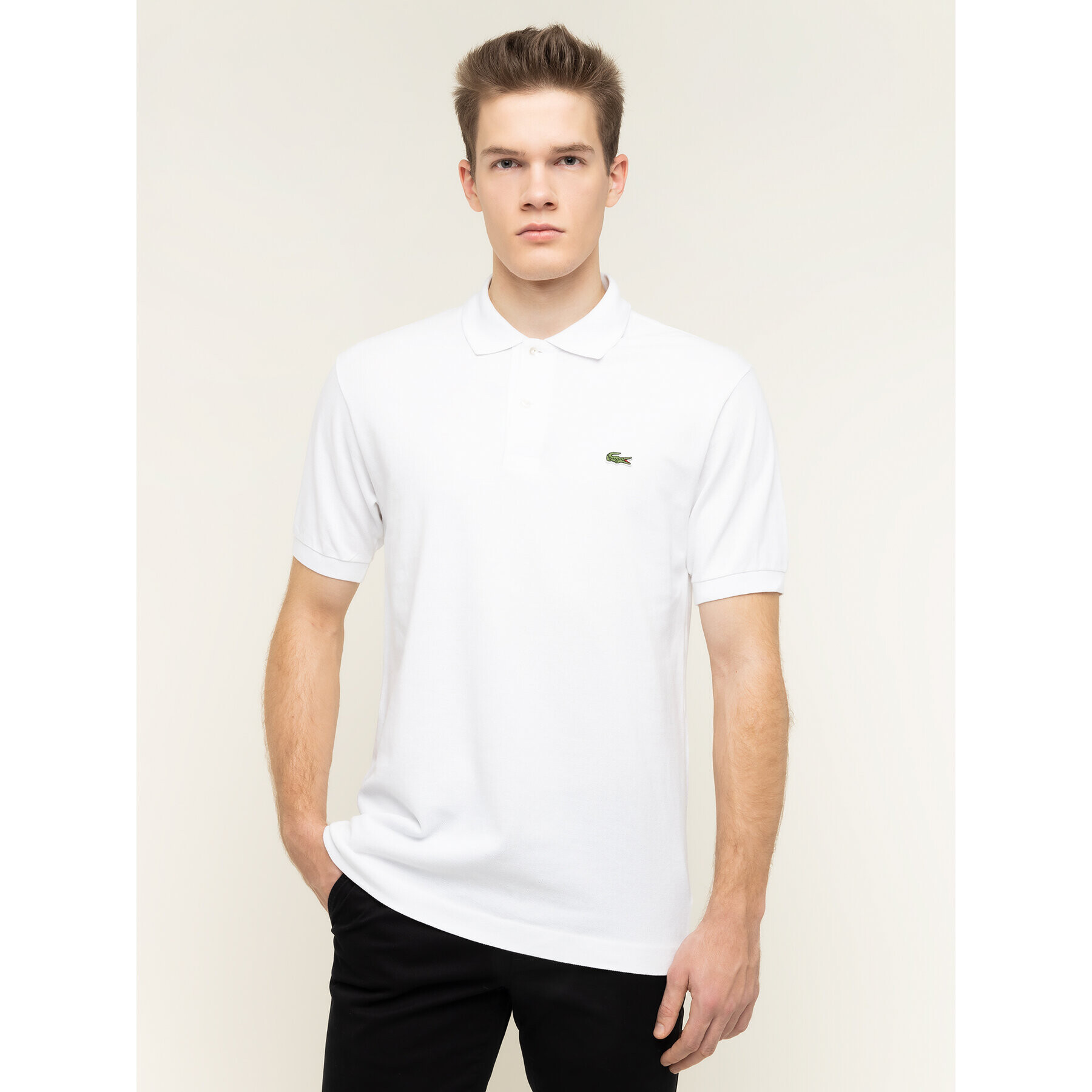 Lacoste Tricou polo L1212 Alb Classic Fit - Pled.ro