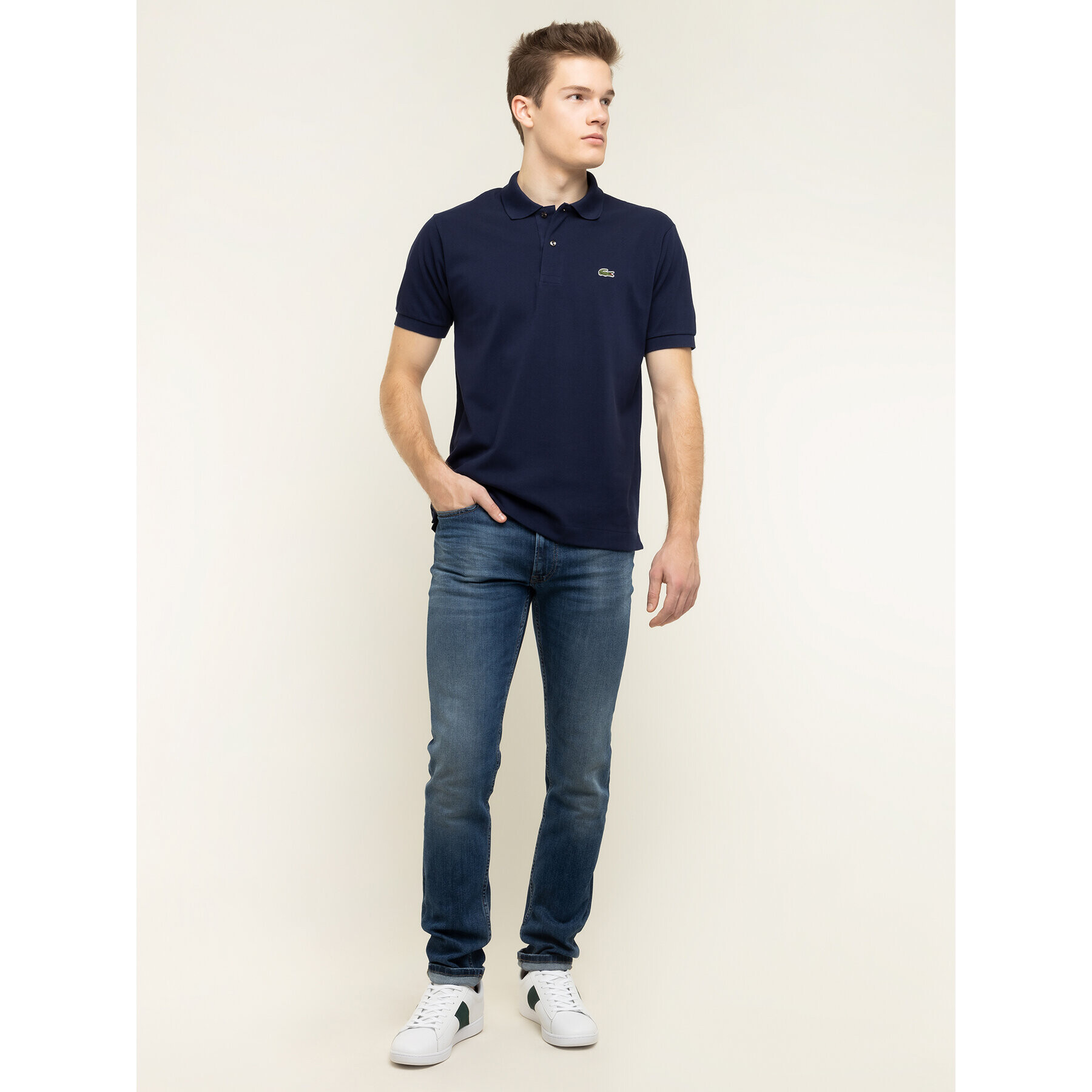 Lacoste Tricou polo L1212 Bleumarin Classic Fit - Pled.ro