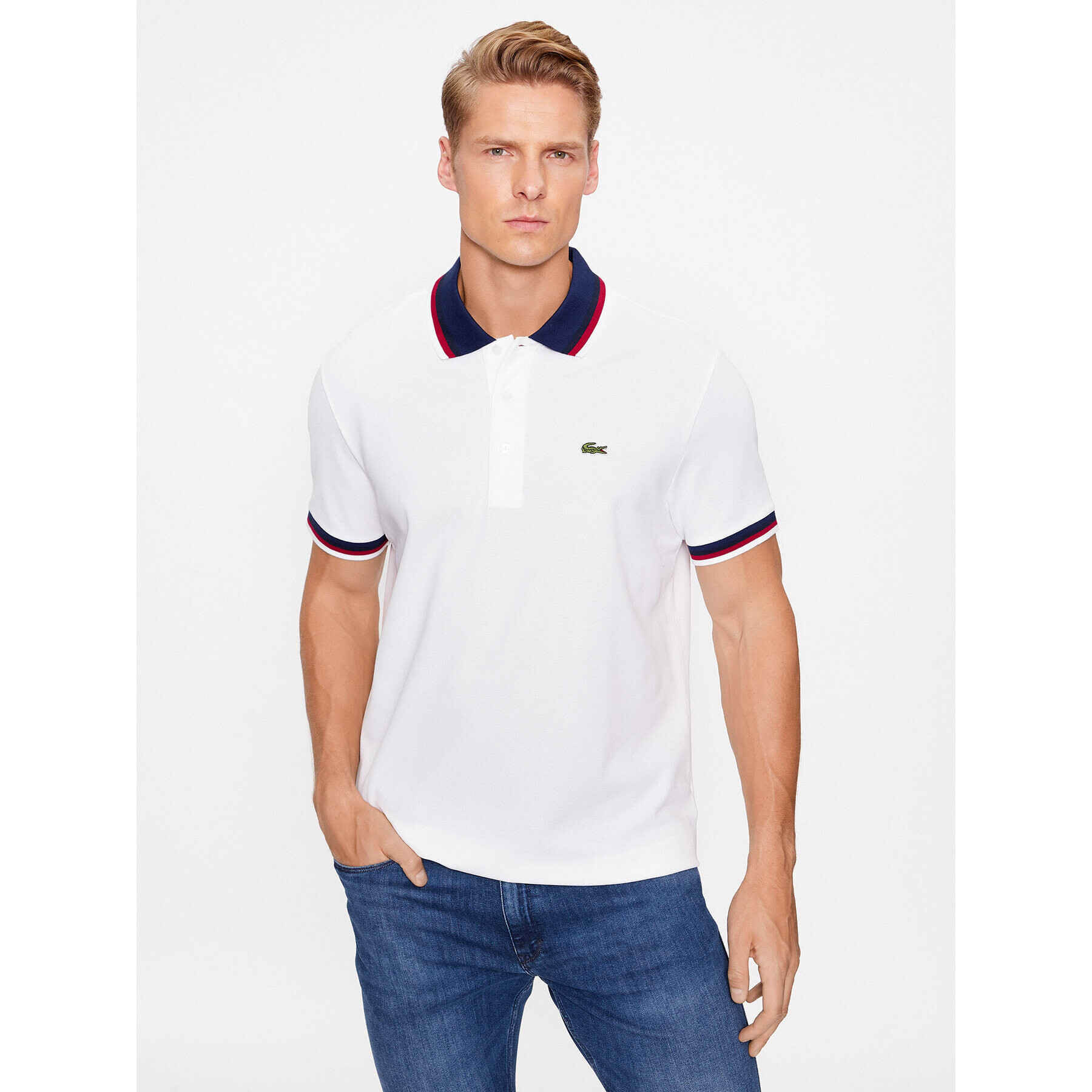 Lacoste Tricou polo PH3461 Alb Regular Fit - Pled.ro