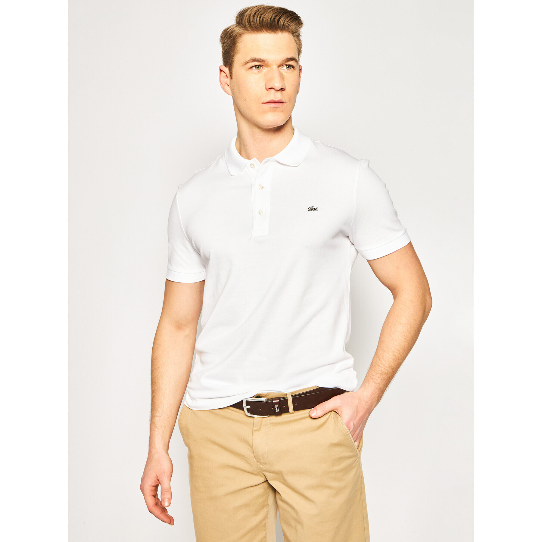 Lacoste Tricou polo PH4014 Alb Slim Fit - Pled.ro