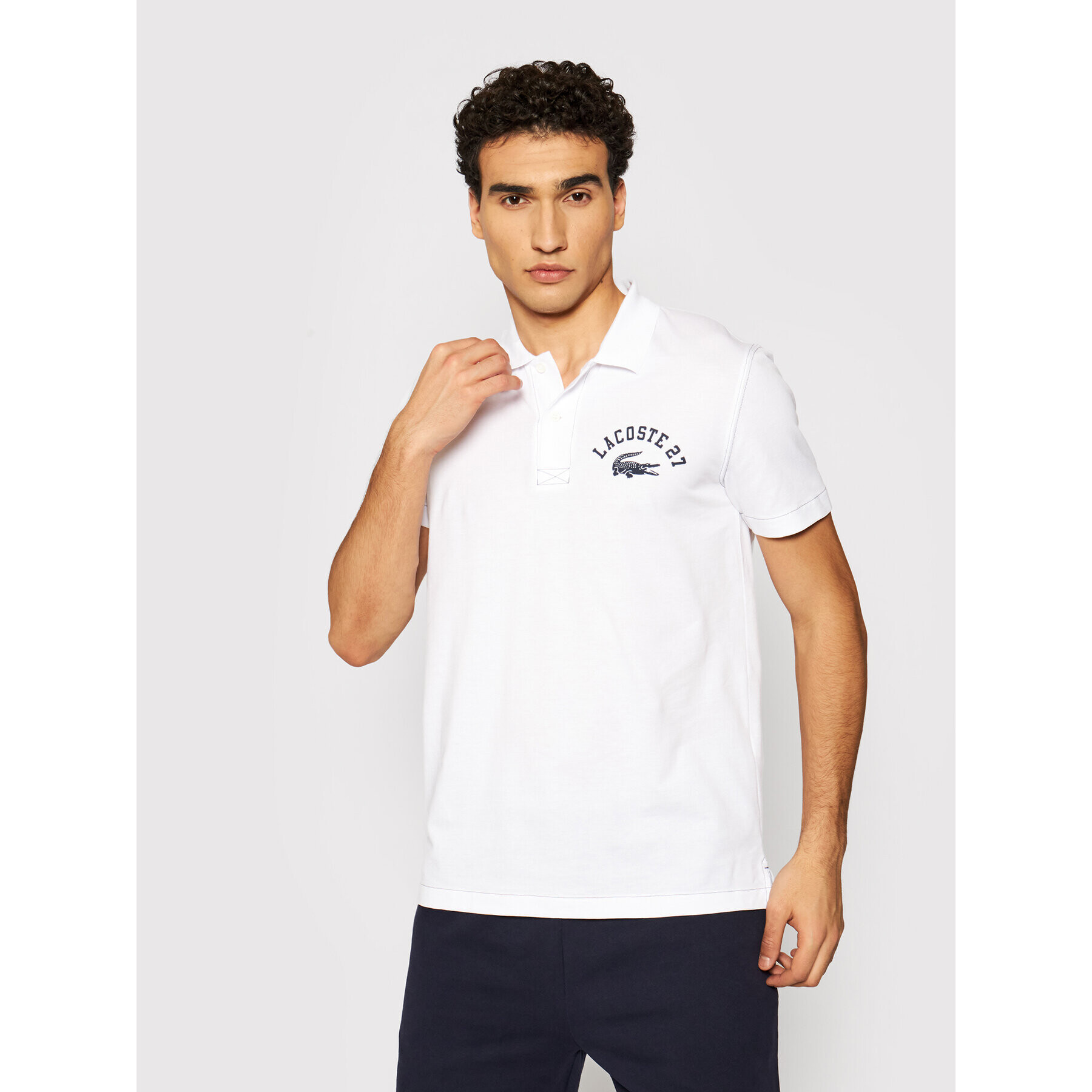 Lacoste Tricou polo YH0028 Alb Regular Fit - Pled.ro