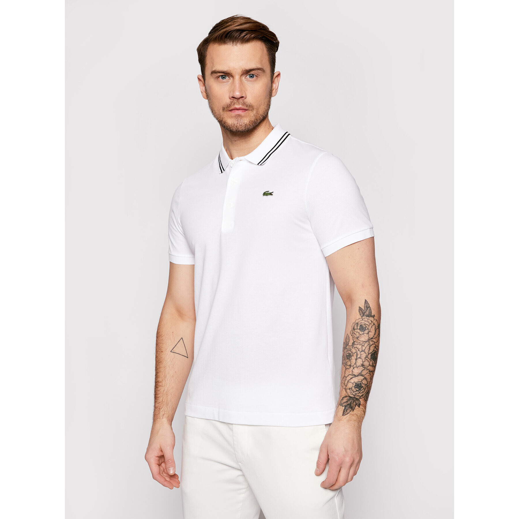 Lacoste Tricou polo YH1482 Alb Regular Fit - Pled.ro