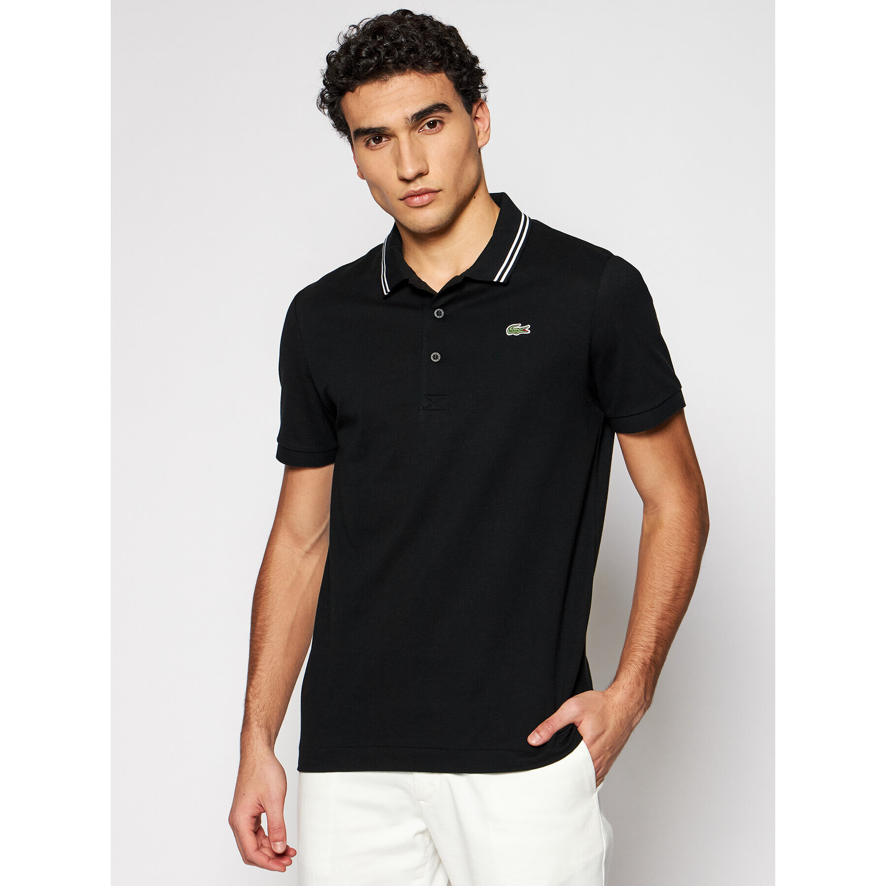 Lacoste Tricou polo YH1482 Negru Regular Fit - Pled.ro