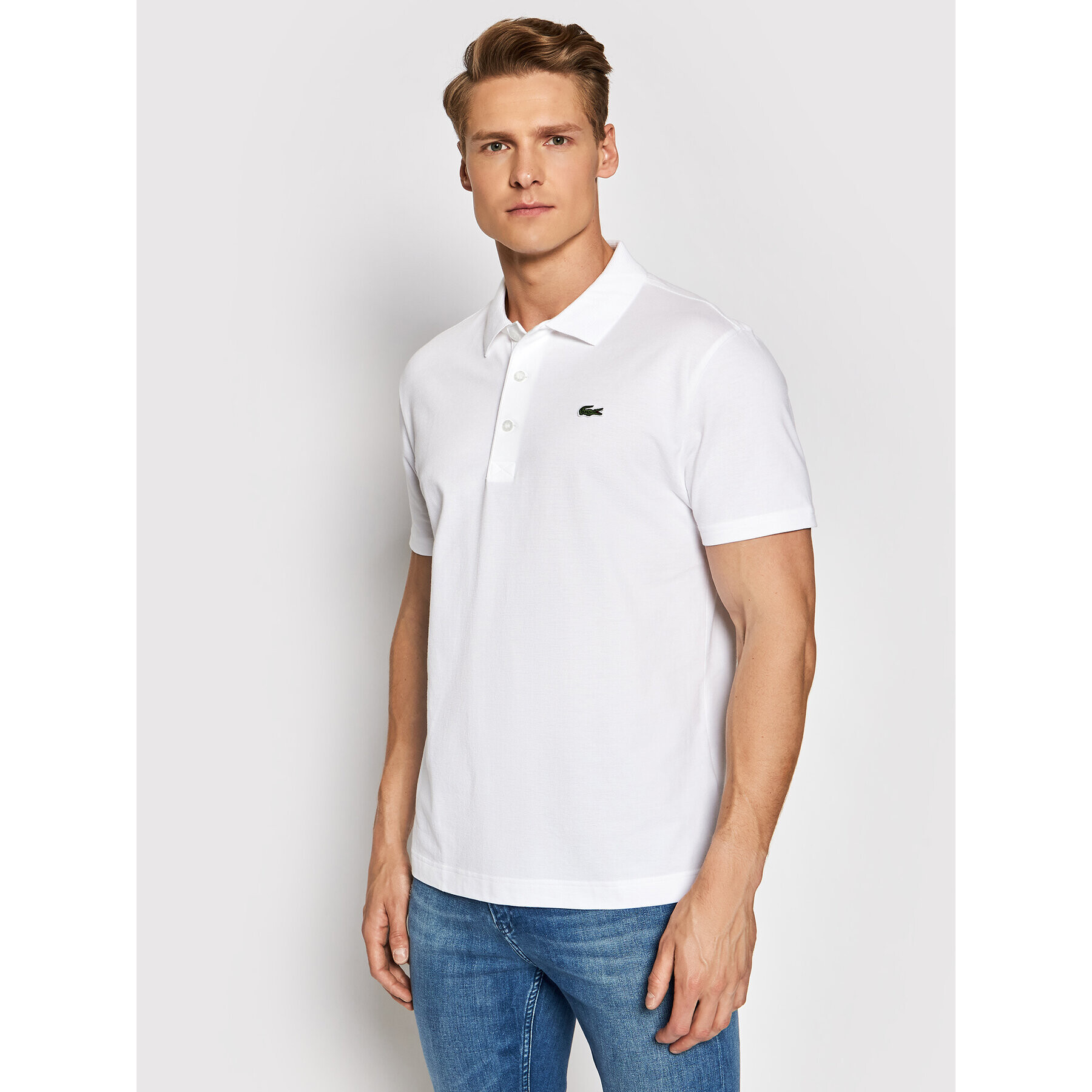 Lacoste Tricou polo YH4801 Alb Slim Fit - Pled.ro