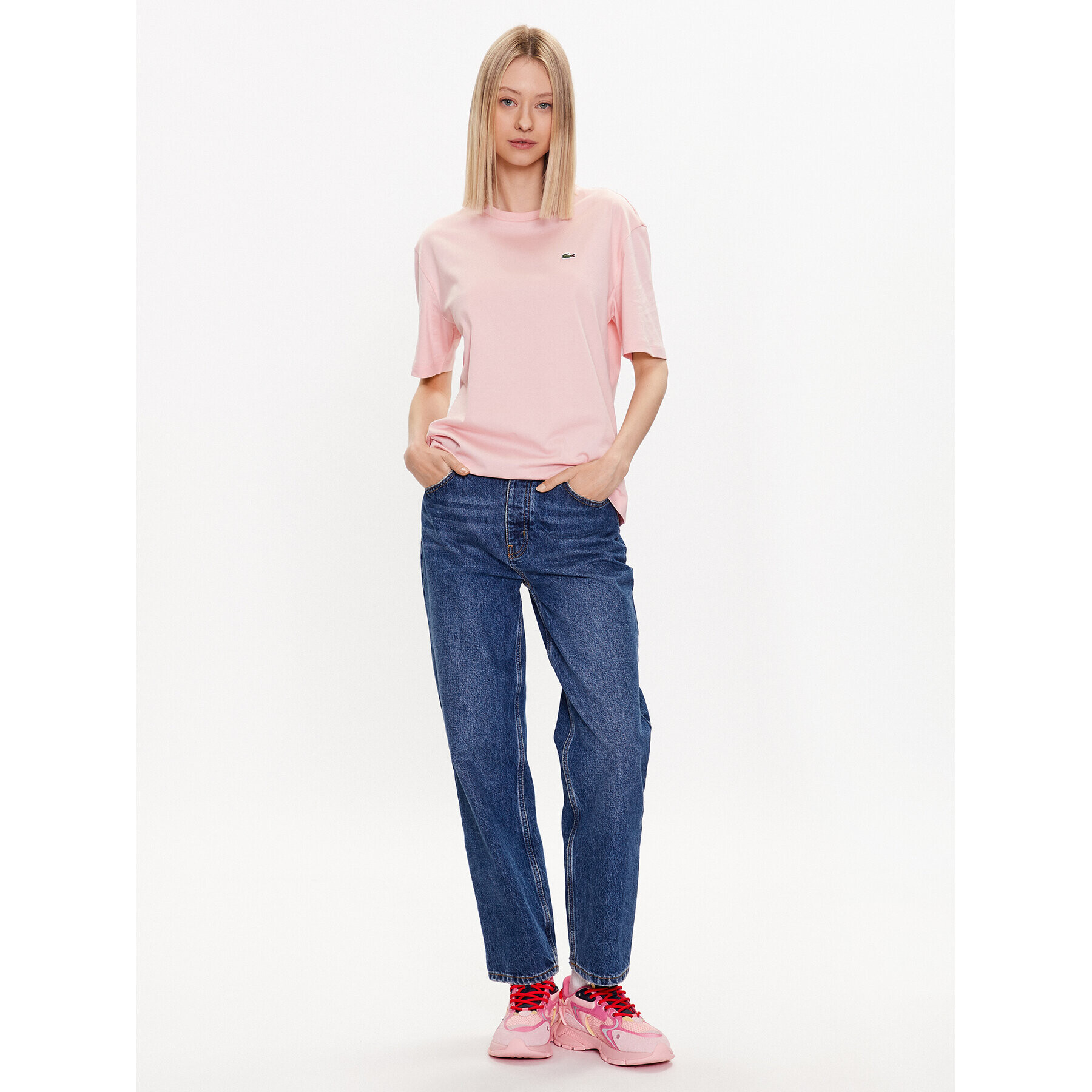 Lacoste Tricou TF5441 Roz Regular Fit - Pled.ro