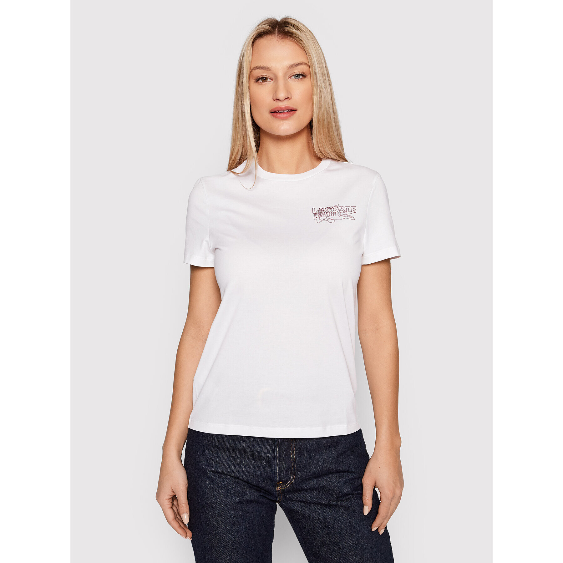 Lacoste Tricou TF6697 Alb Regular Fit - Pled.ro