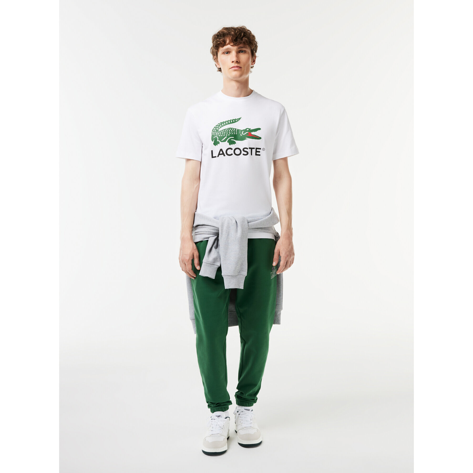 Lacoste Tricou TH1285 Alb Regular Fit - Pled.ro