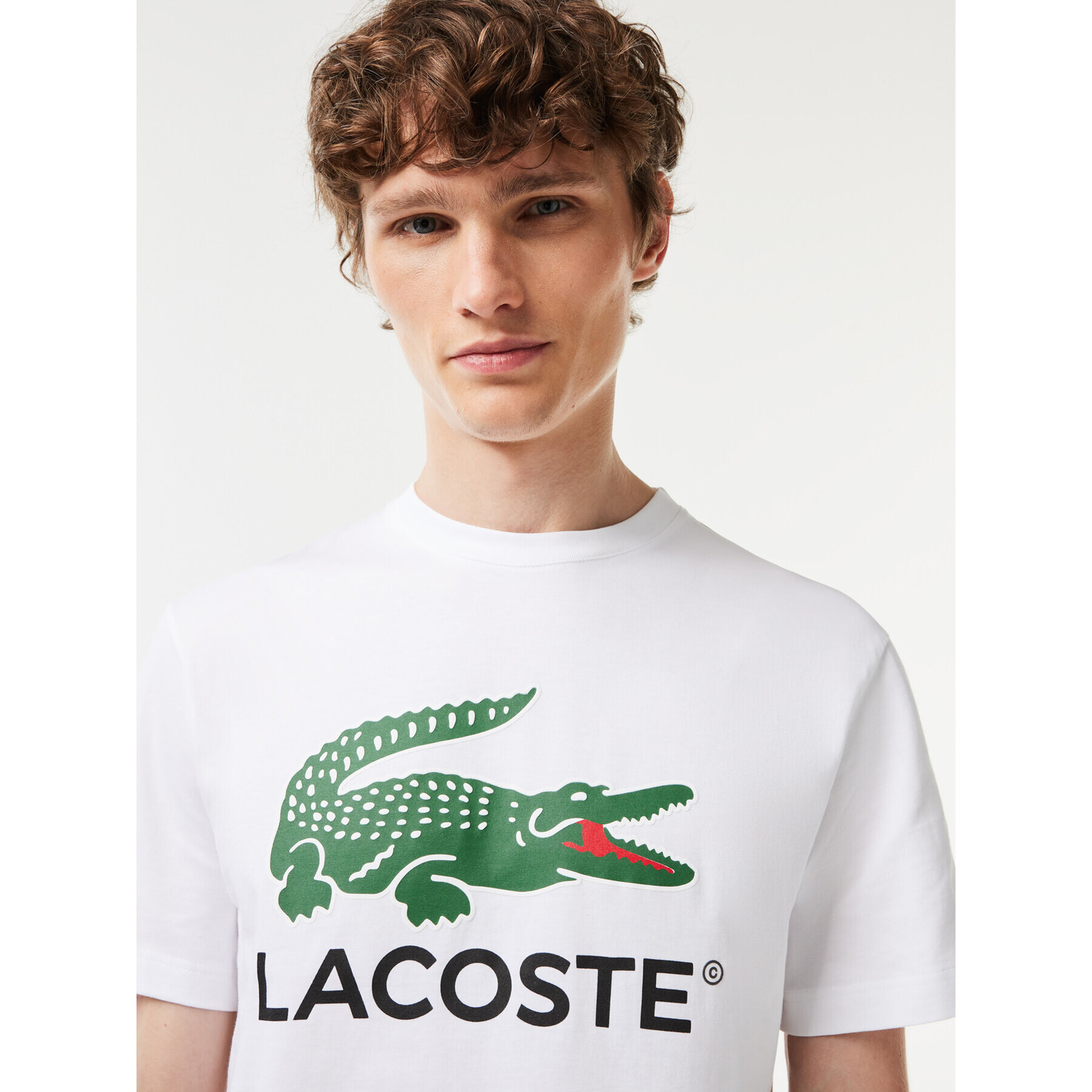 Lacoste Tricou TH1285 Alb Regular Fit - Pled.ro