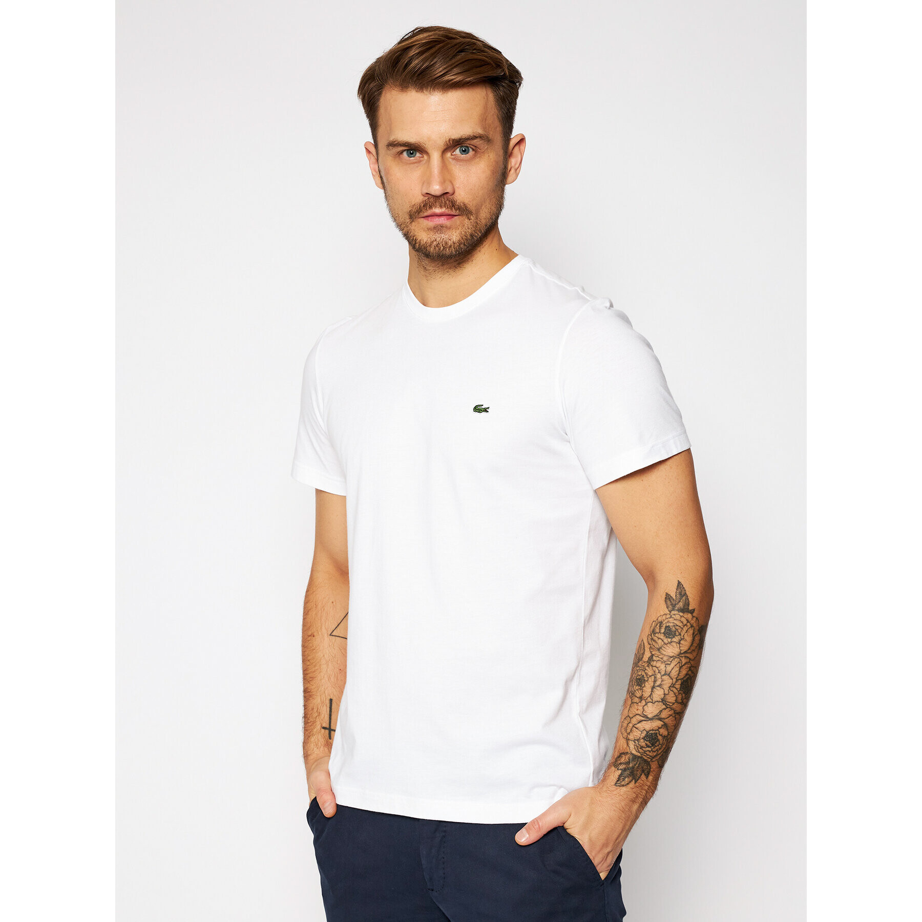 Lacoste Tricou TH2038 Alb Regular Fit - Pled.ro