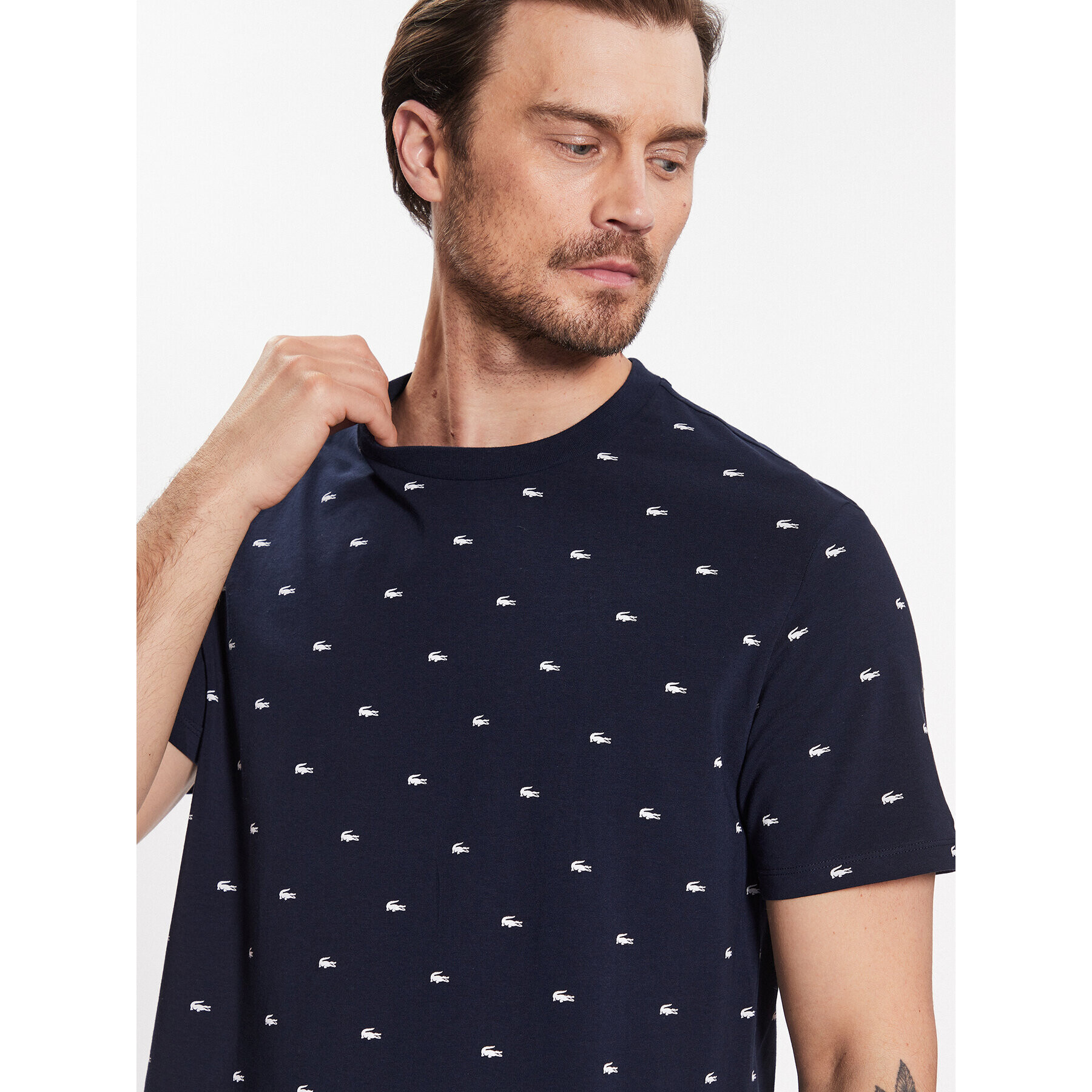 Lacoste Tricou TH4061 Bleumarin Regular Fit - Pled.ro