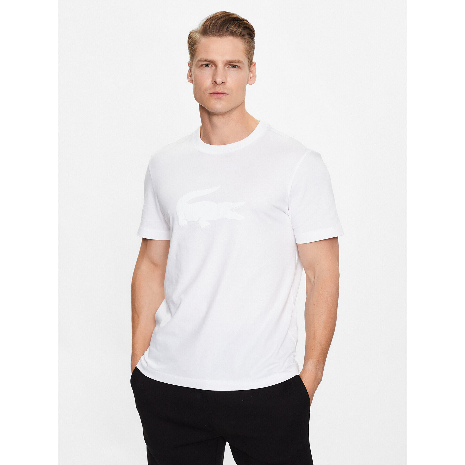 Lacoste Tricou TH4191 Alb Regular Fit - Pled.ro