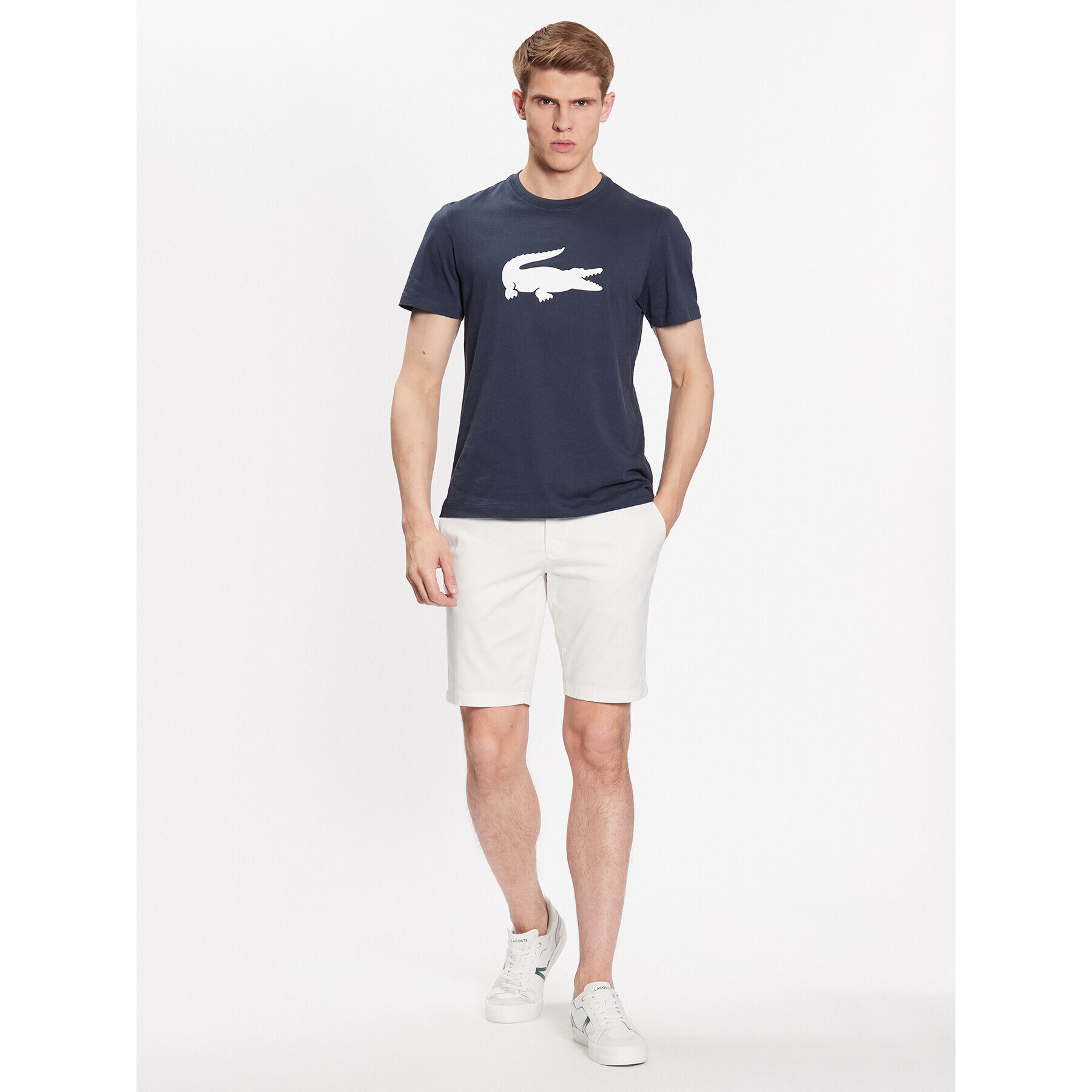 Lacoste Tricou TH4191 Bleumarin Regular Fit - Pled.ro