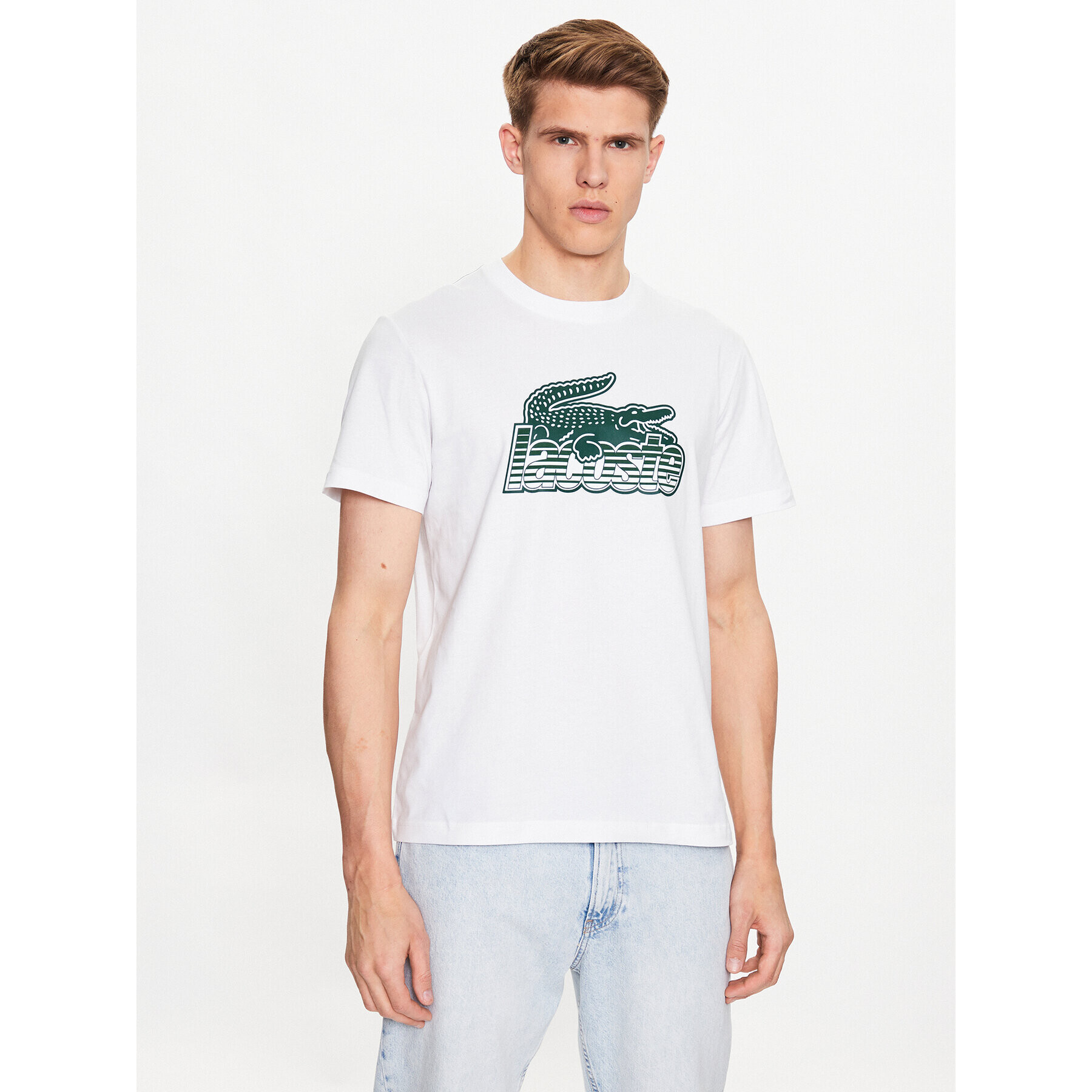 Lacoste Tricou TH5070 Alb Regular Fit - Pled.ro