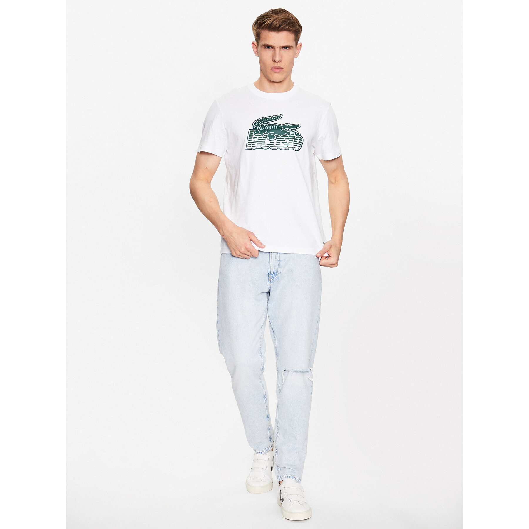 Lacoste Tricou TH5070 Alb Regular Fit - Pled.ro