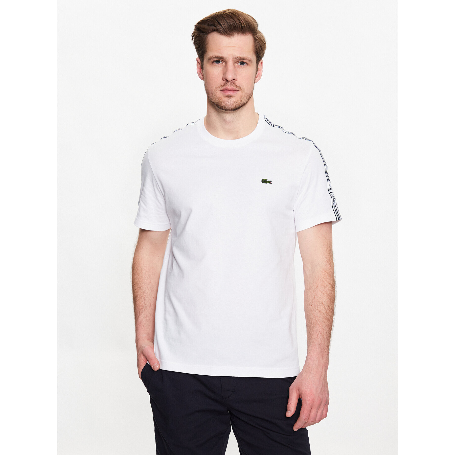 Lacoste Tricou TH5071 Alb Regular Fit - Pled.ro